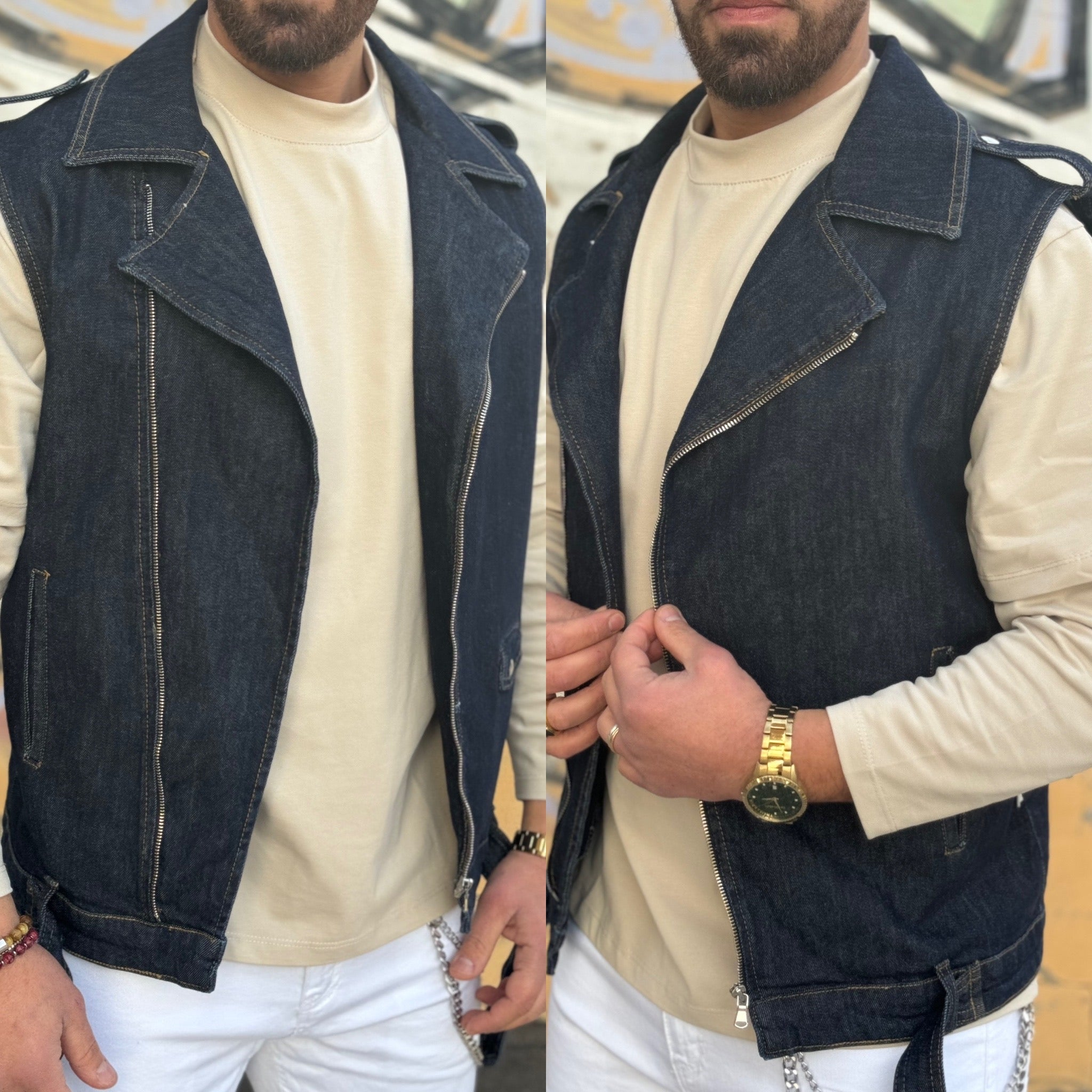 Giubbino chiodo smanicato London