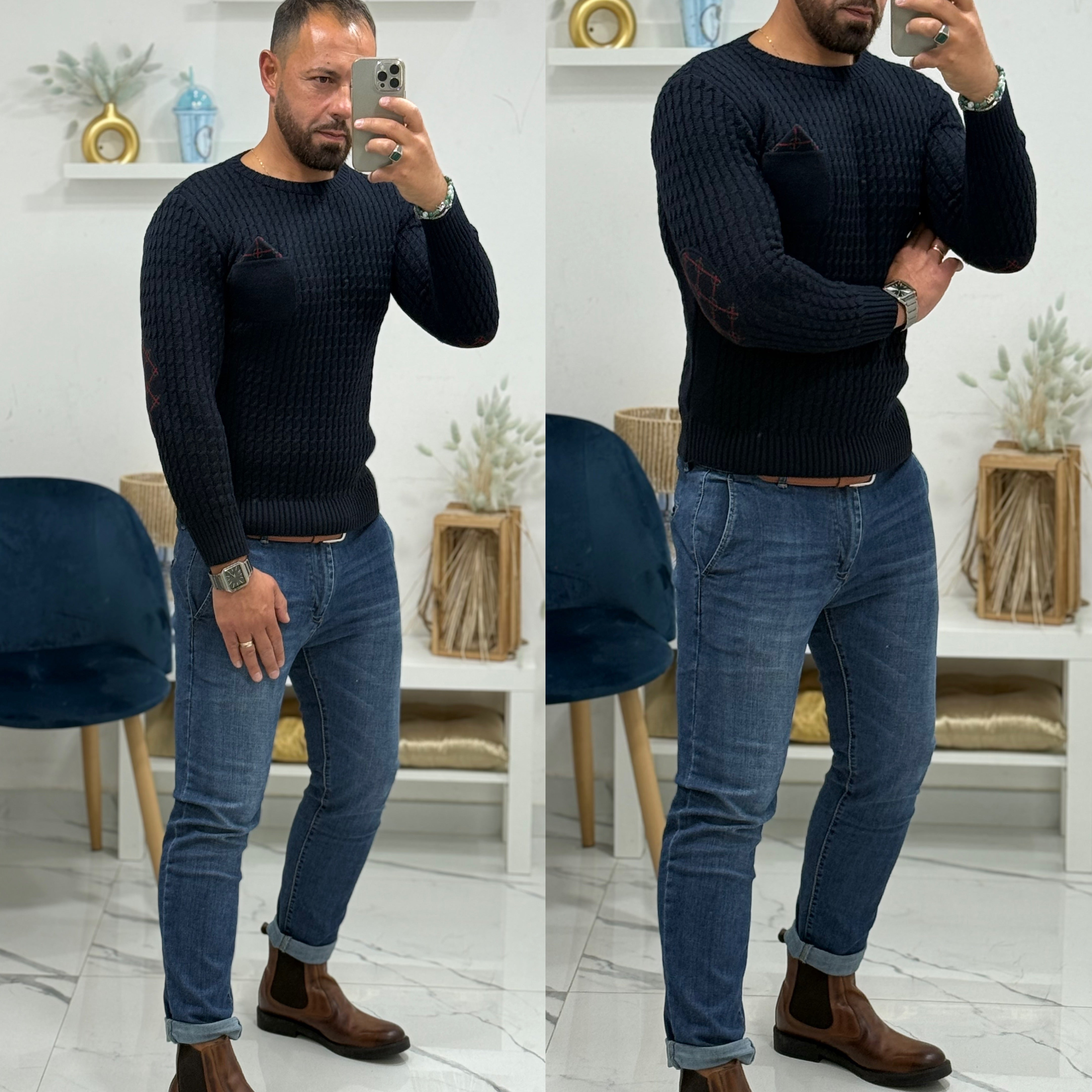 Maglione pochette e toppa slim Madrid