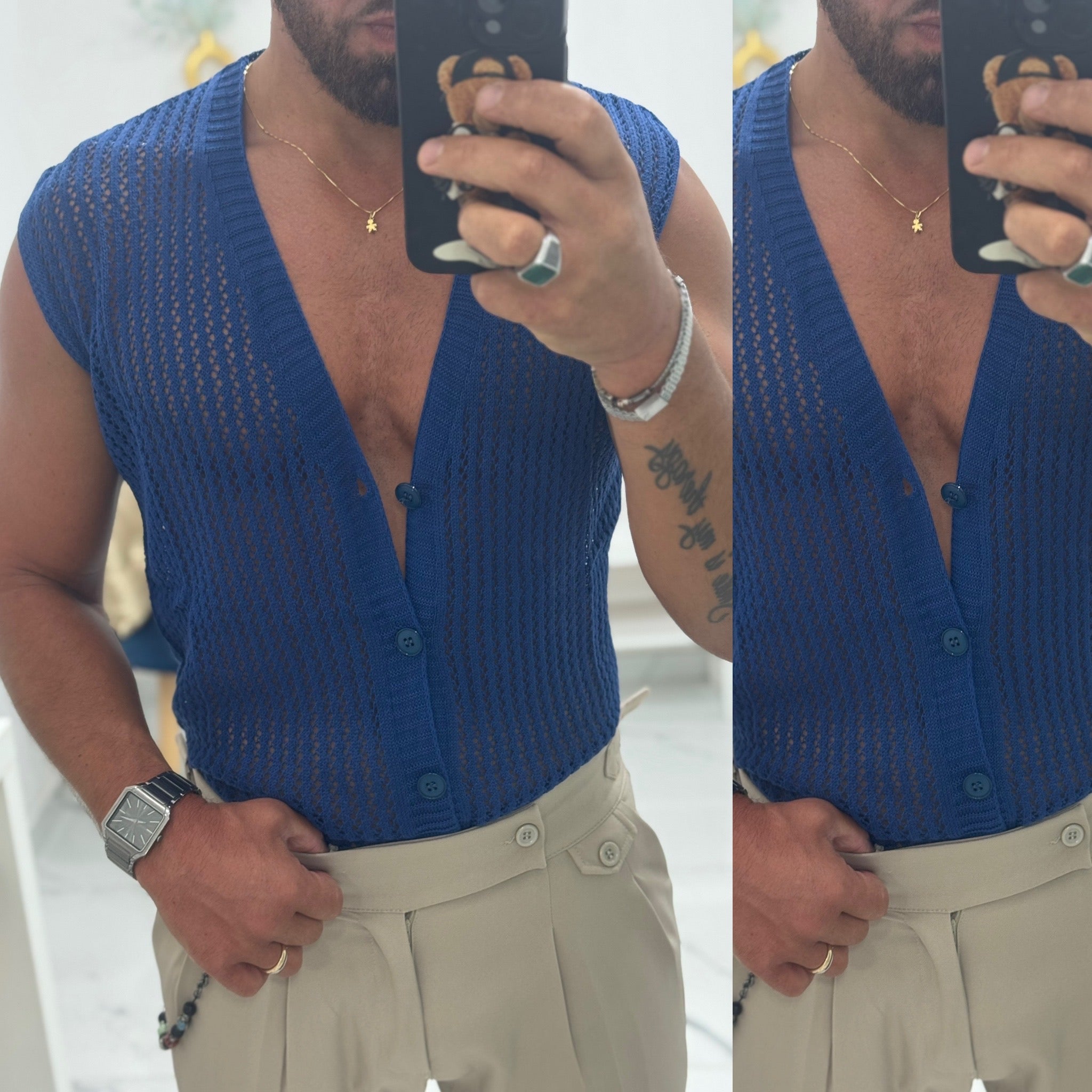 Cardigan traforato smanicato Ibiza