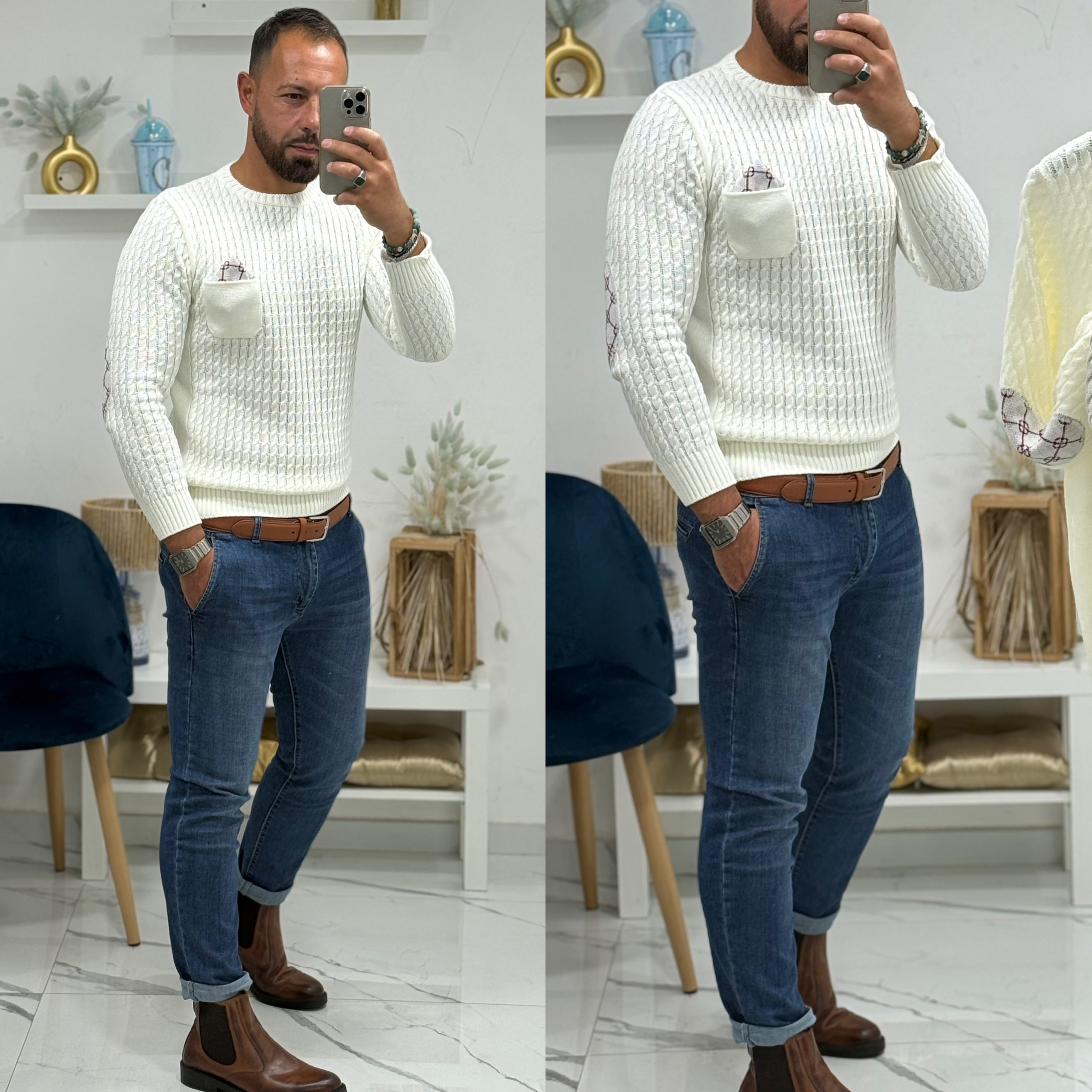 Maglione pochette e toppa slim Madrid