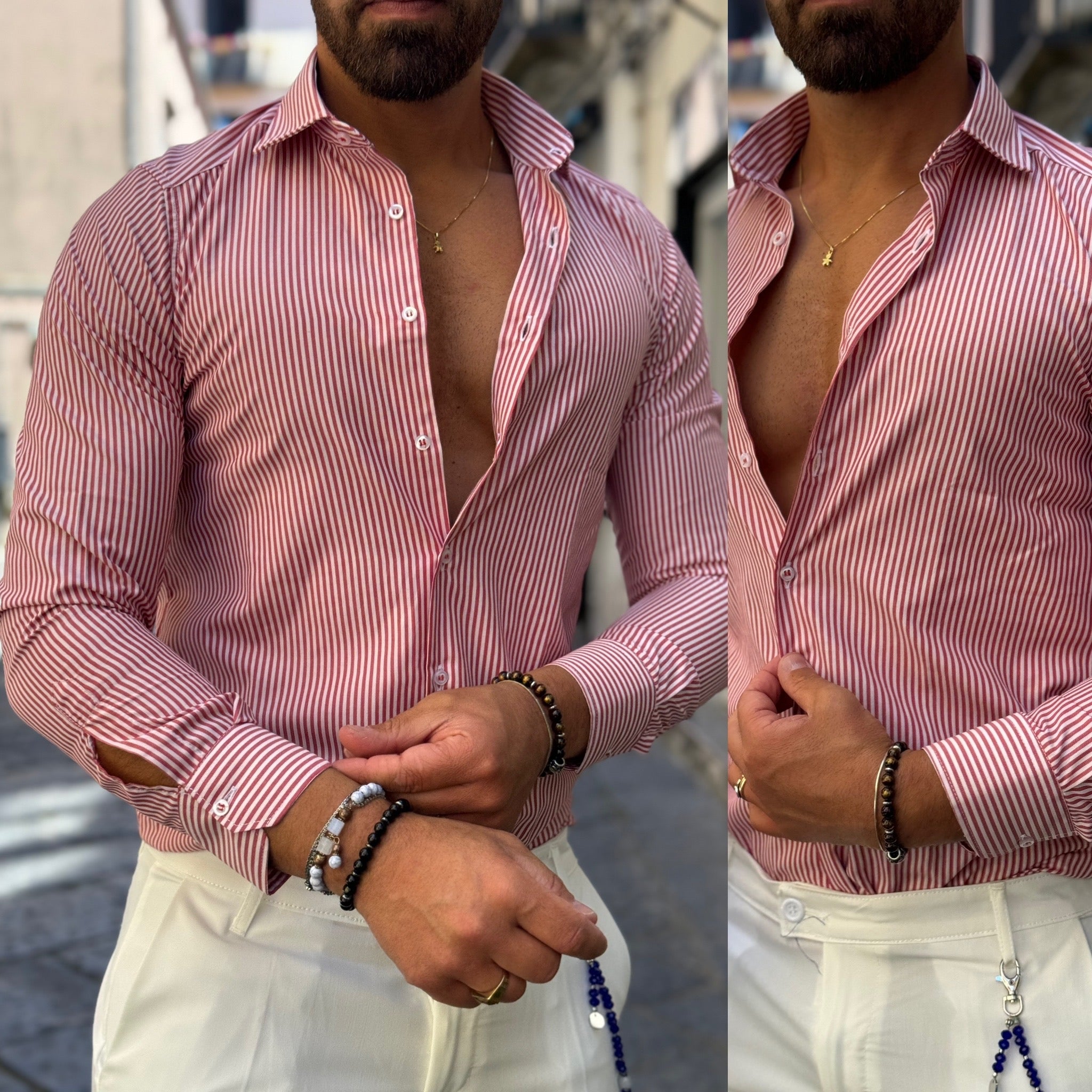 Camicia collo francese rigata positano