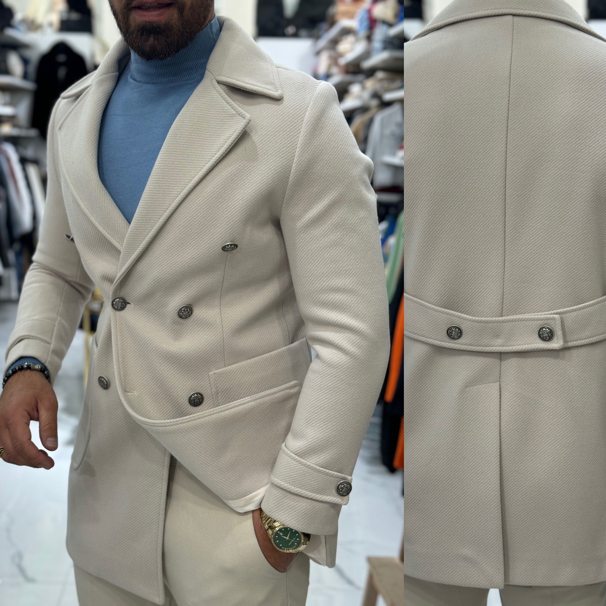 Cappotto con martingana bottoni acciaio Martins