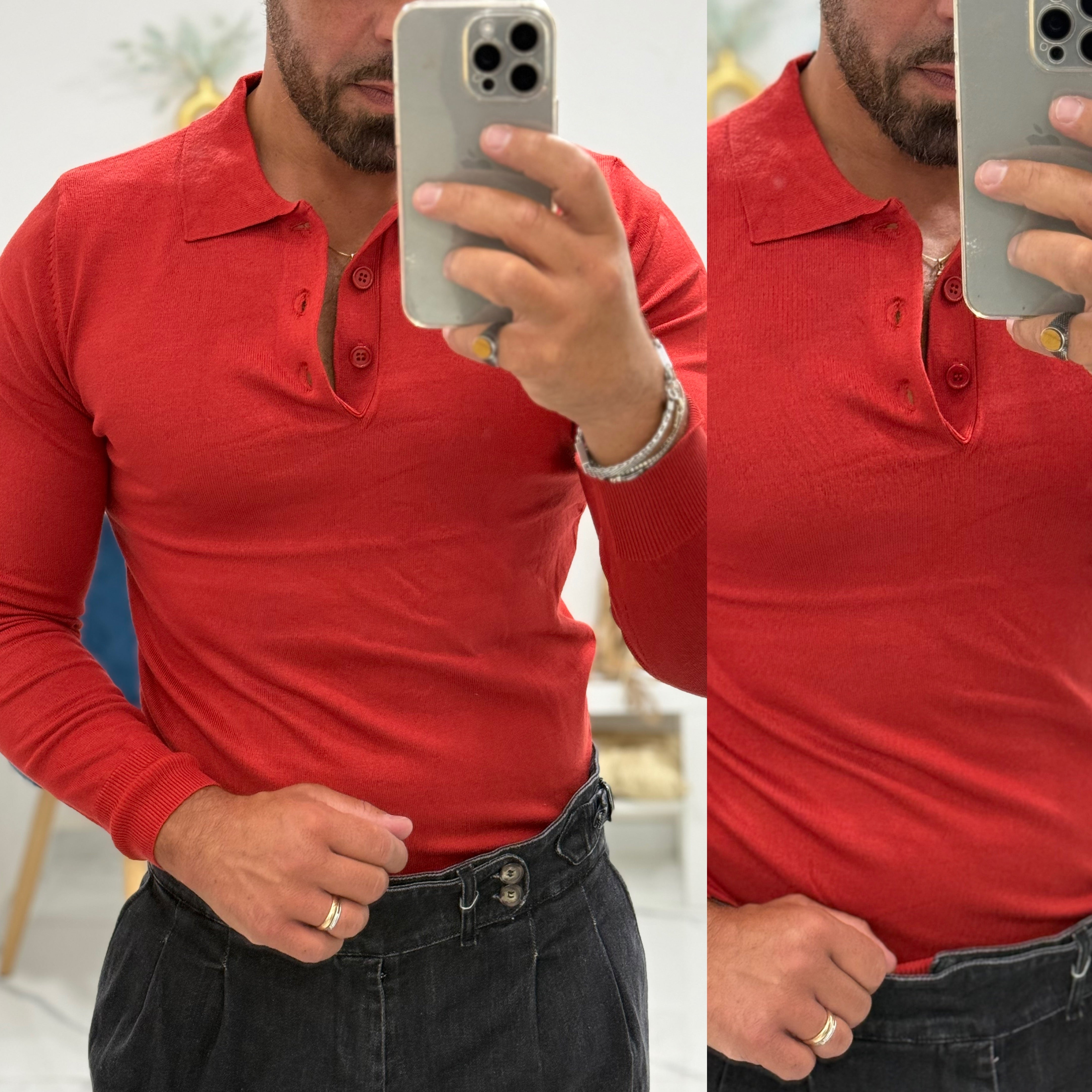 Polo manica lunga slim t-shirt Milan