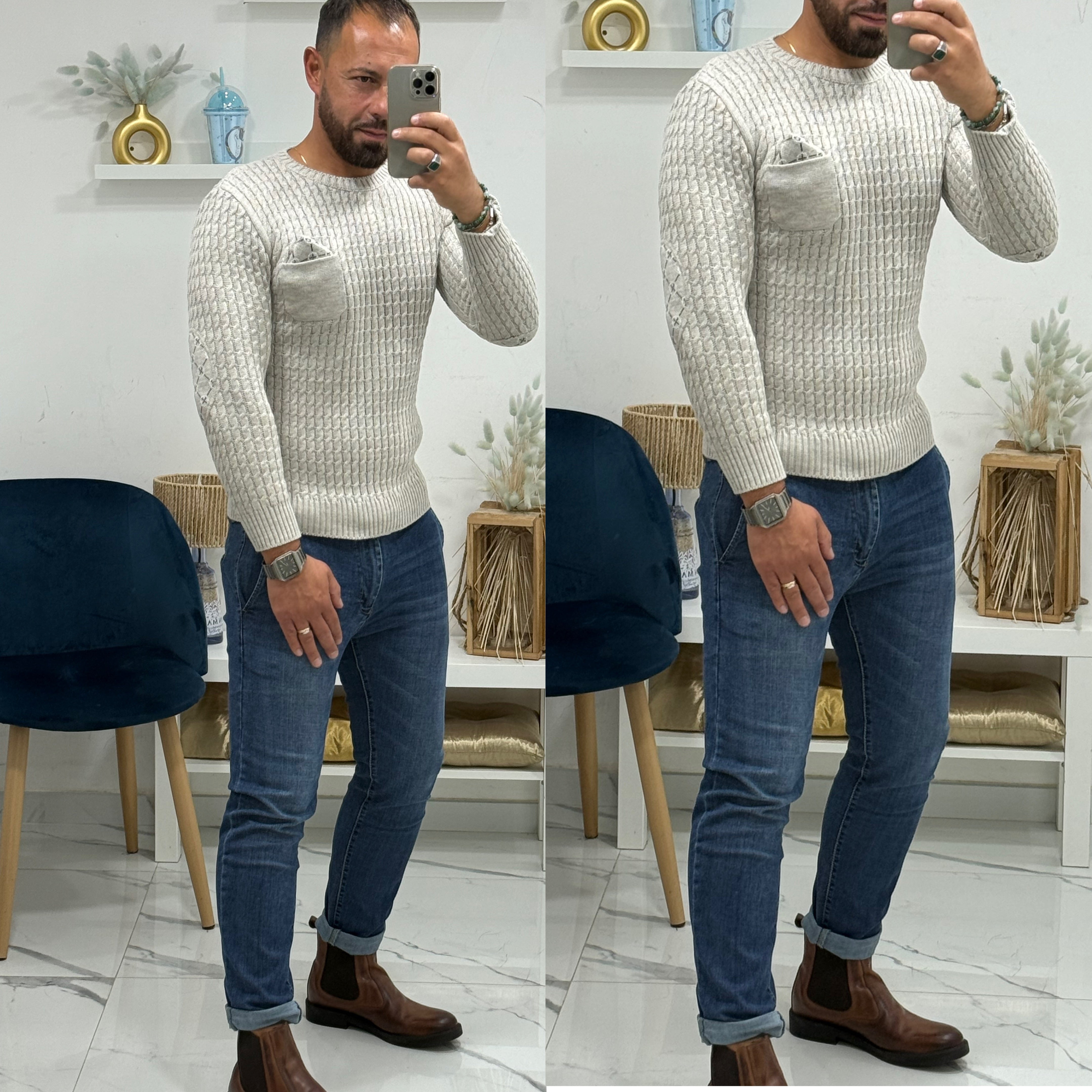 Maglione pochette e toppa slim Madrid