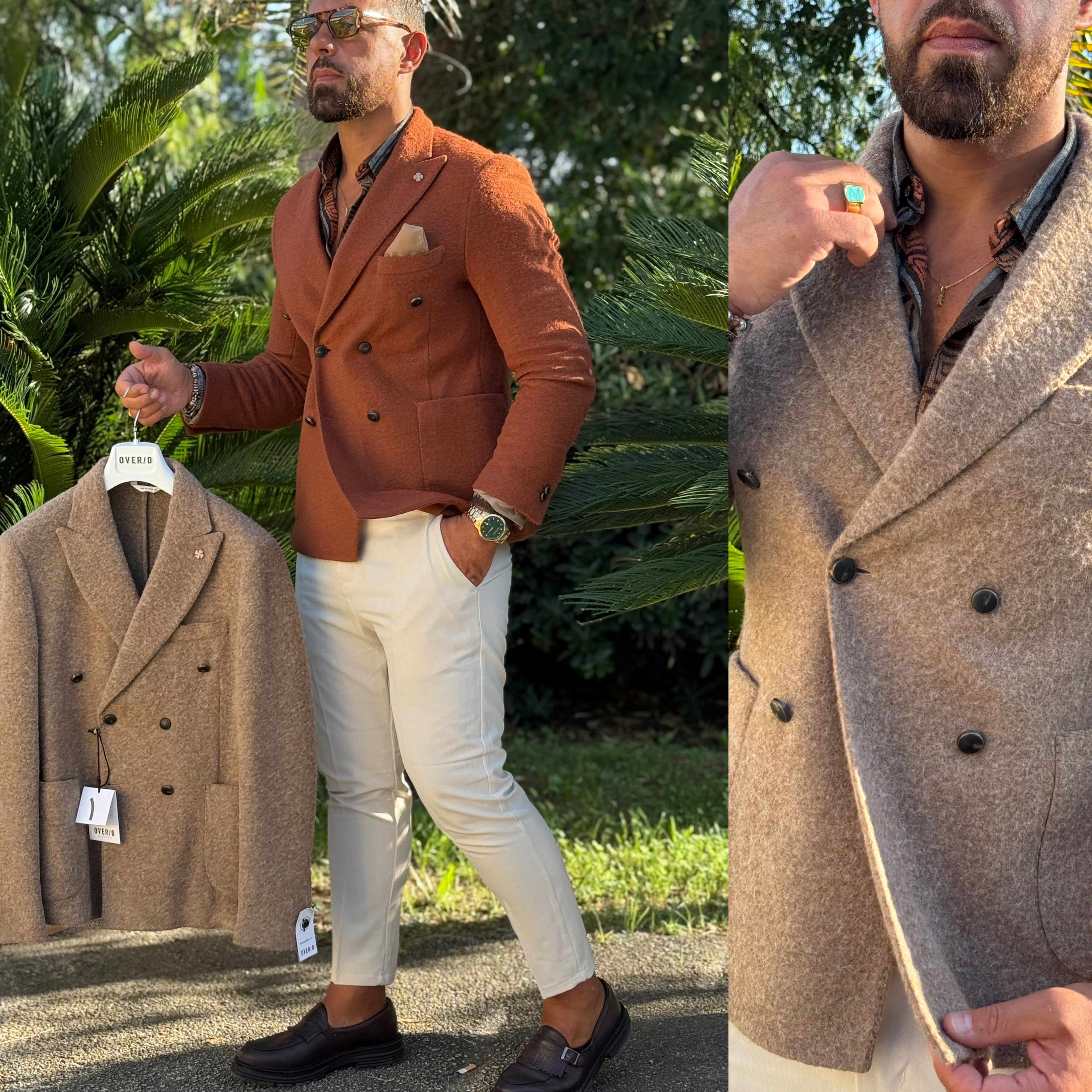 Giacca doppiopetto lana cotta overd