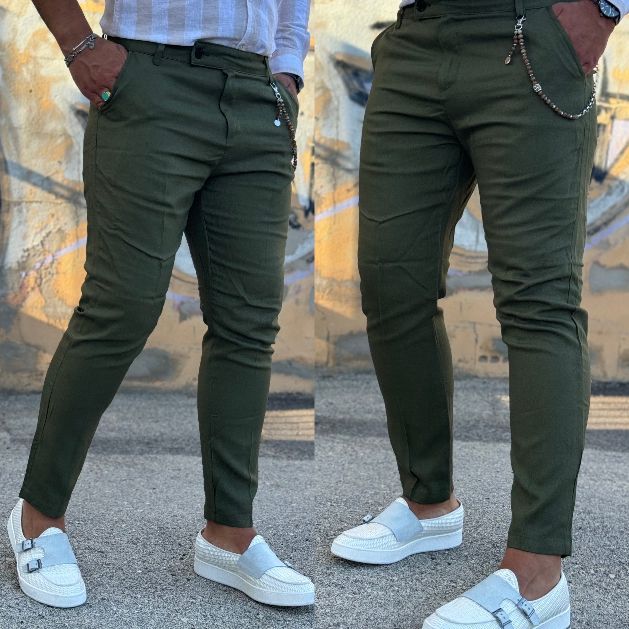 Pantalone un bottone in lino Capri