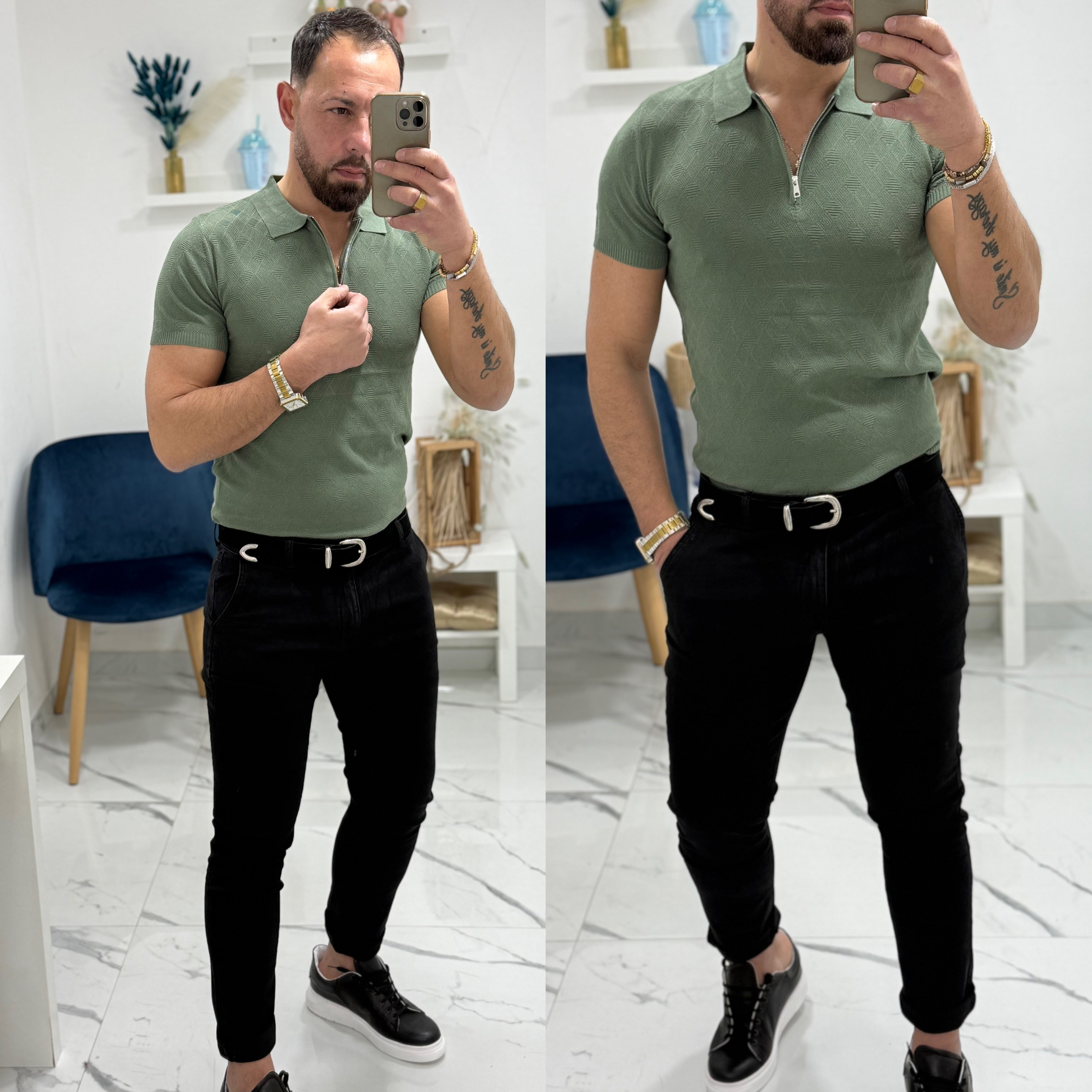 Polo manica porta con zip Milan