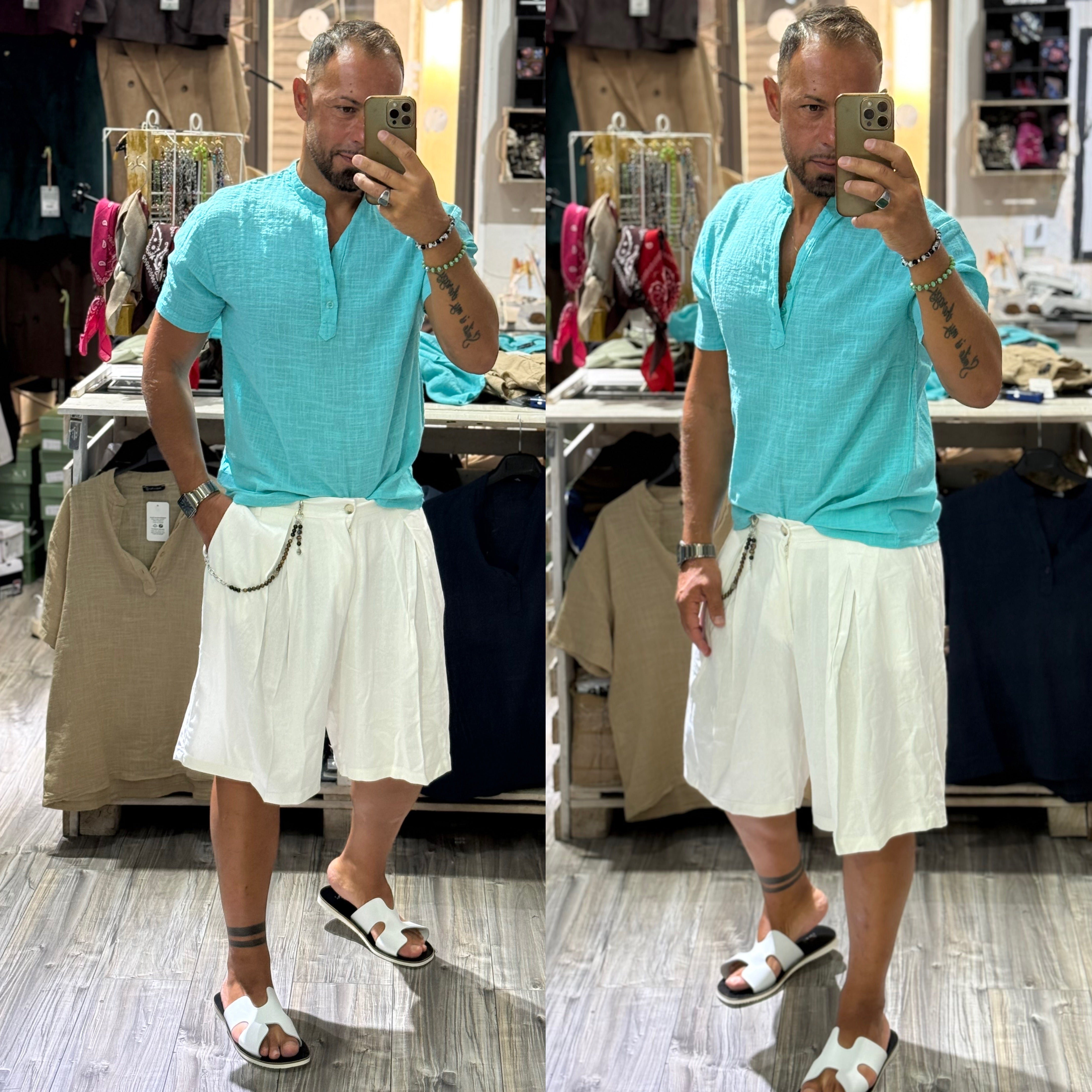 Combo camicia e bermuda In lino coordinato malibu’