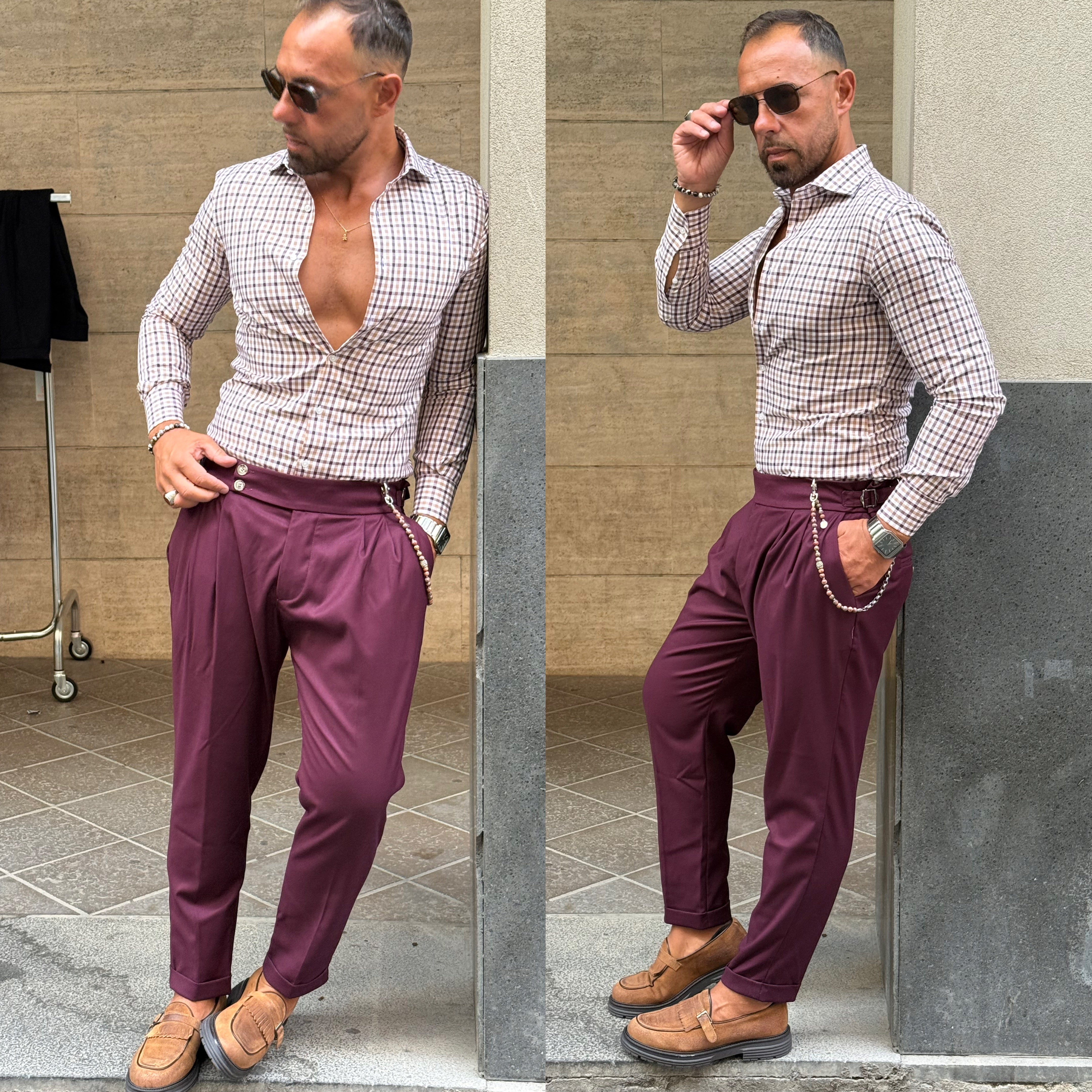 Camicia quadri western collo italiano