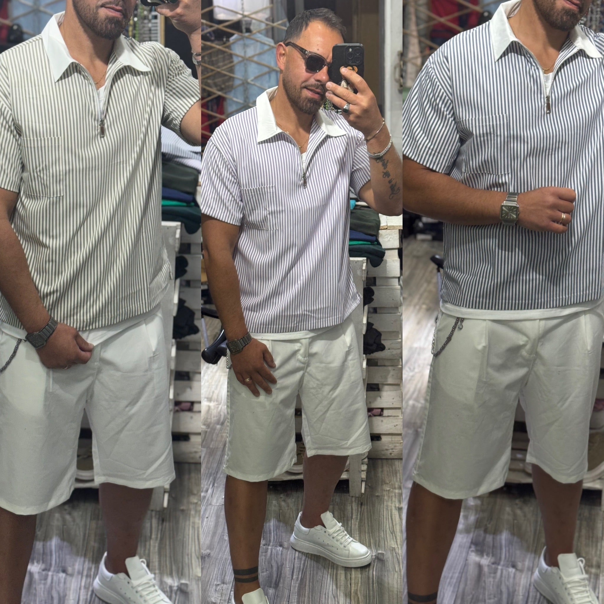 Camicia manica corta polo zip London