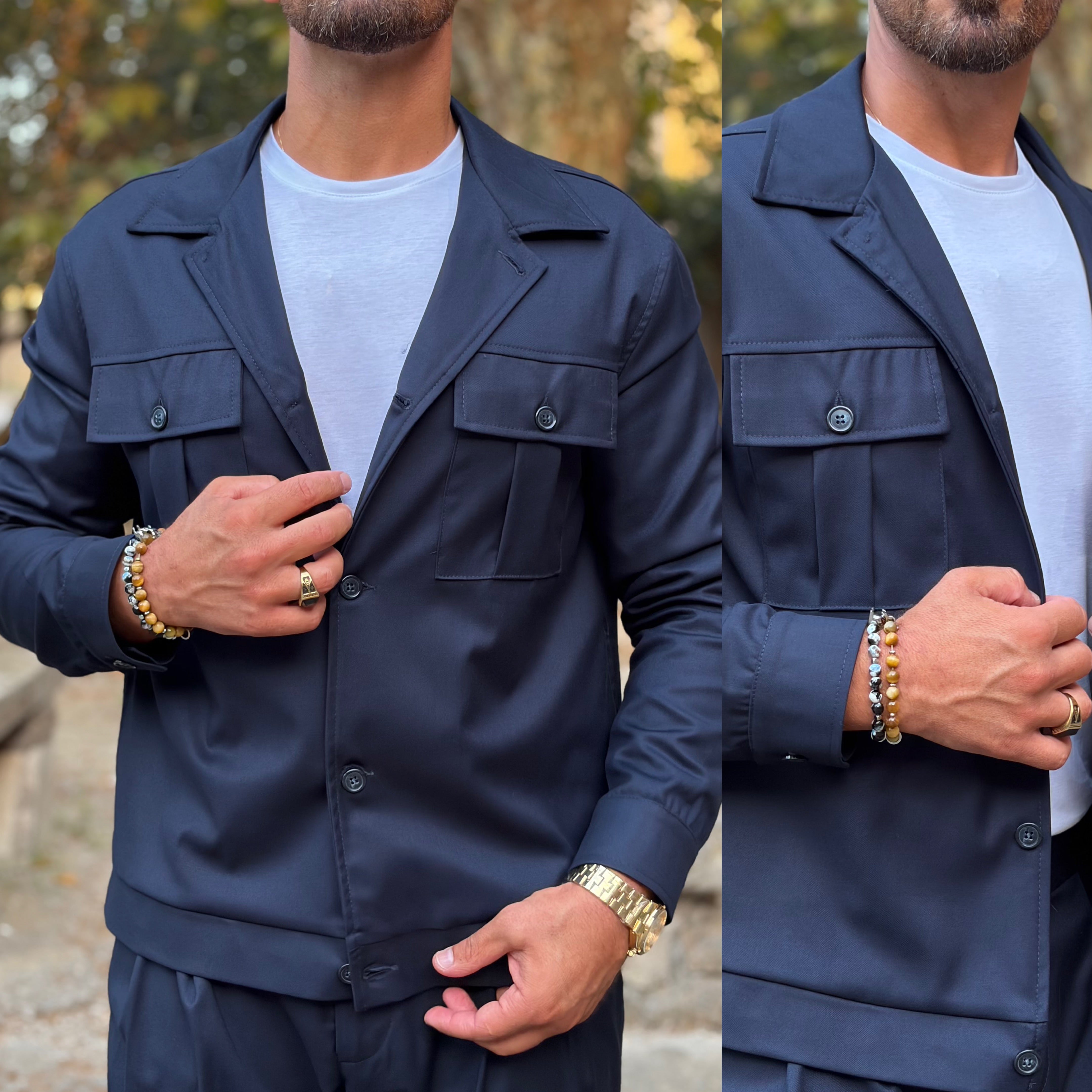 Coordinato sariano limited pantalone vita alta e giacca zaffiro