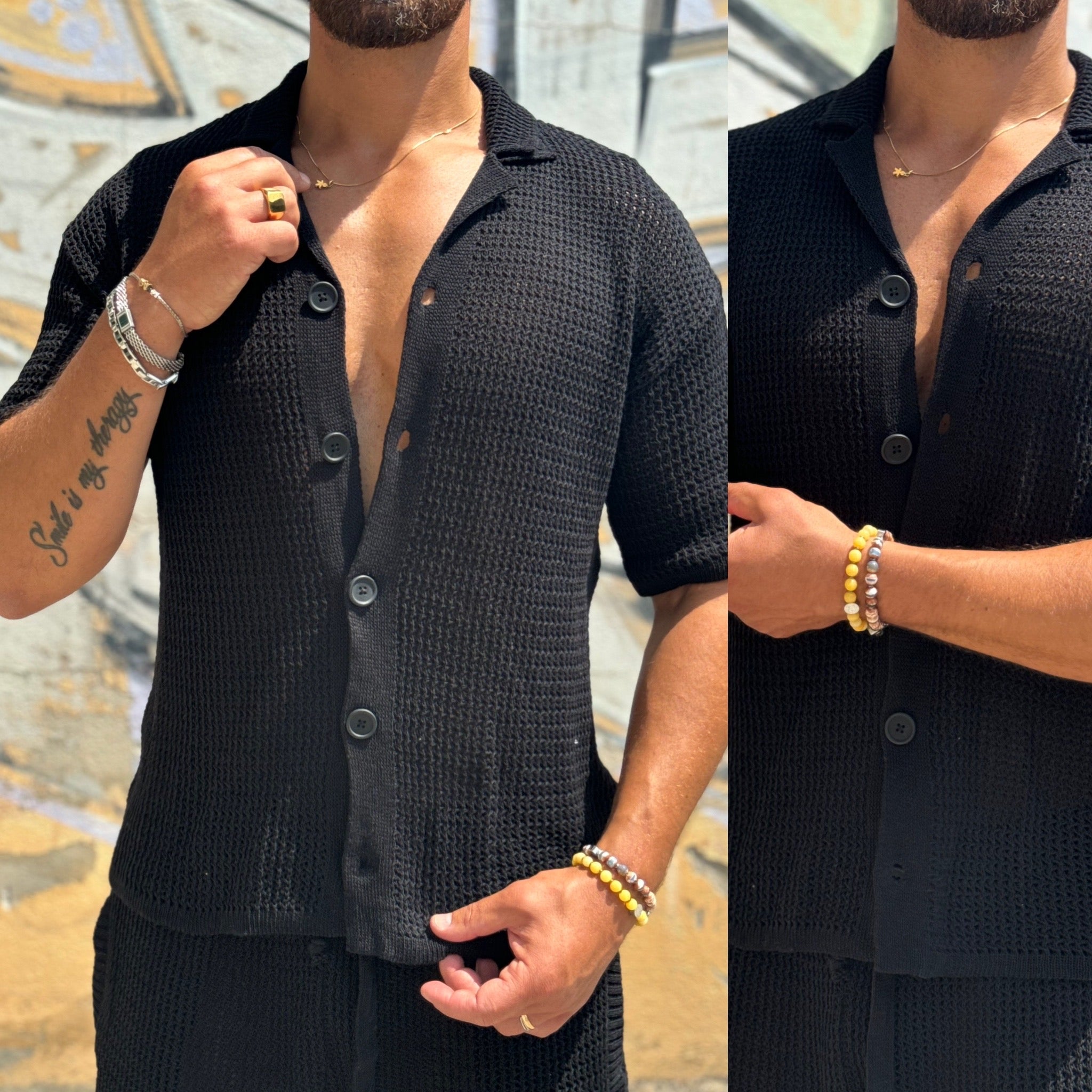 Coordinato camicia e bermuda Traforato mykonos