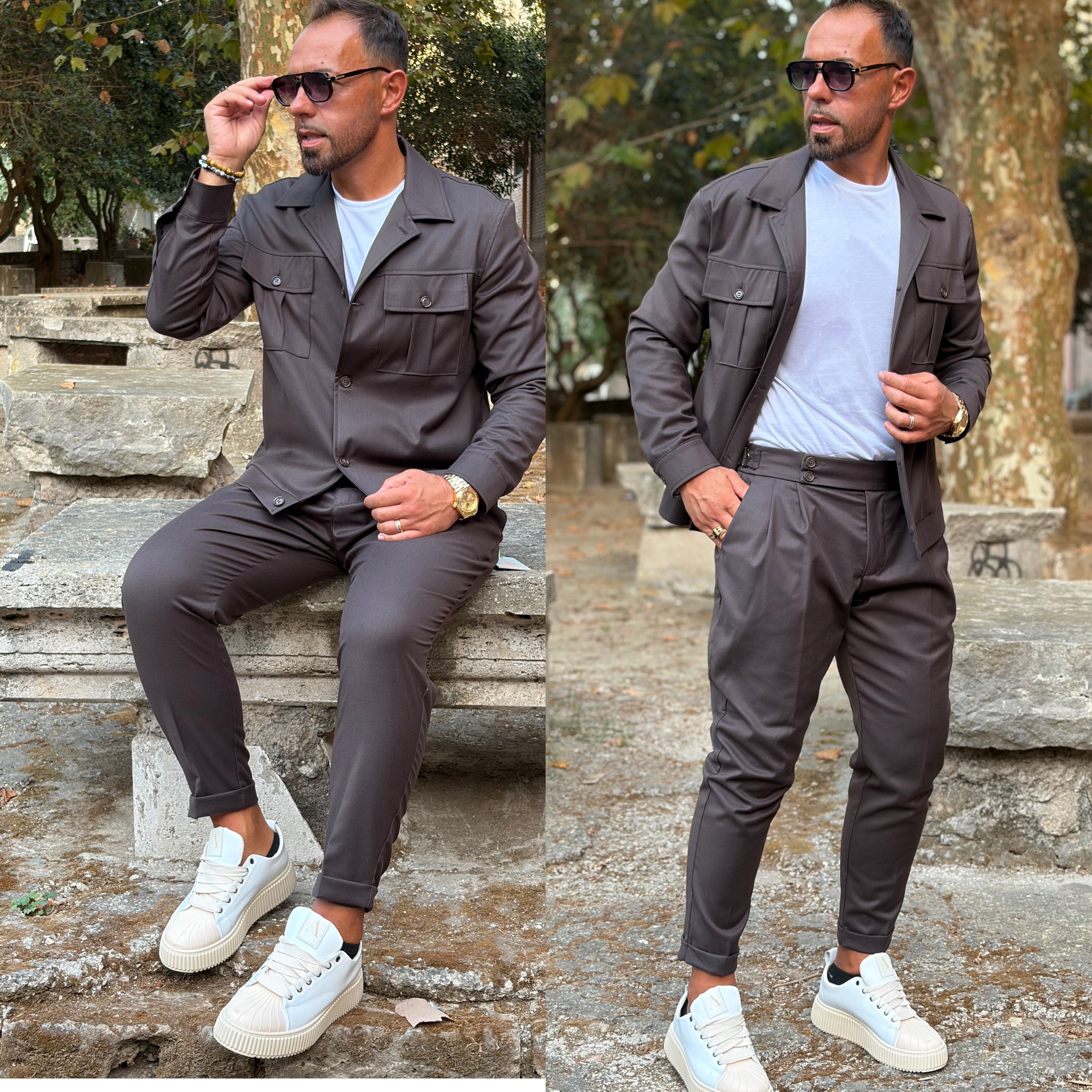 Coordinato sariano limited pantalone vita alta e giacca zaffiro