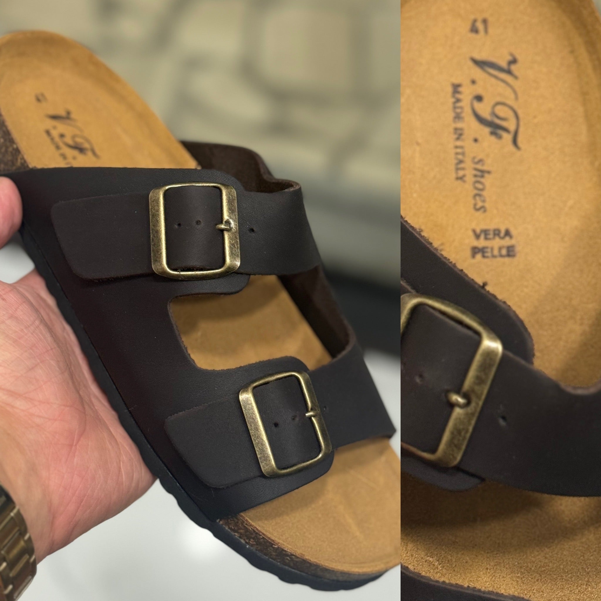 Sandali doppia fibia in pelle italian