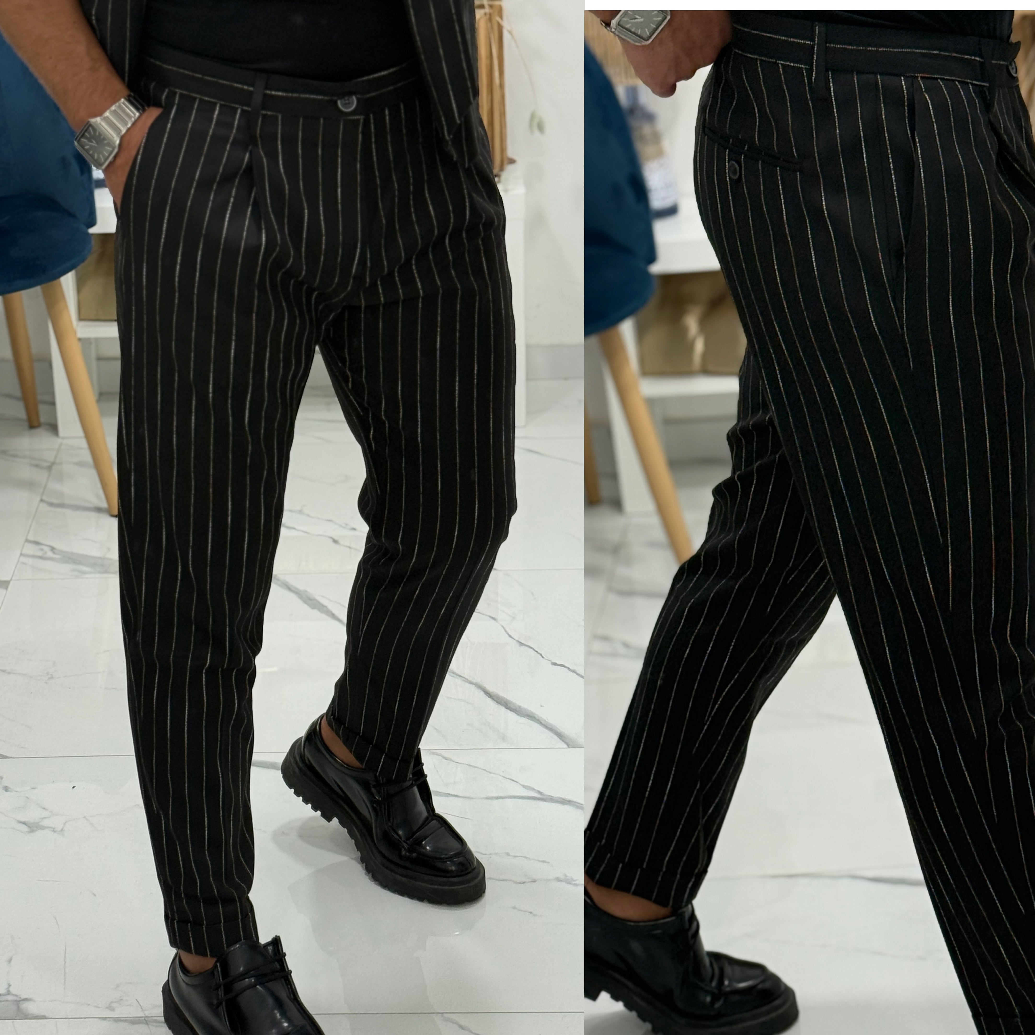 Coordinato Overd gessato panciotto e pantalone