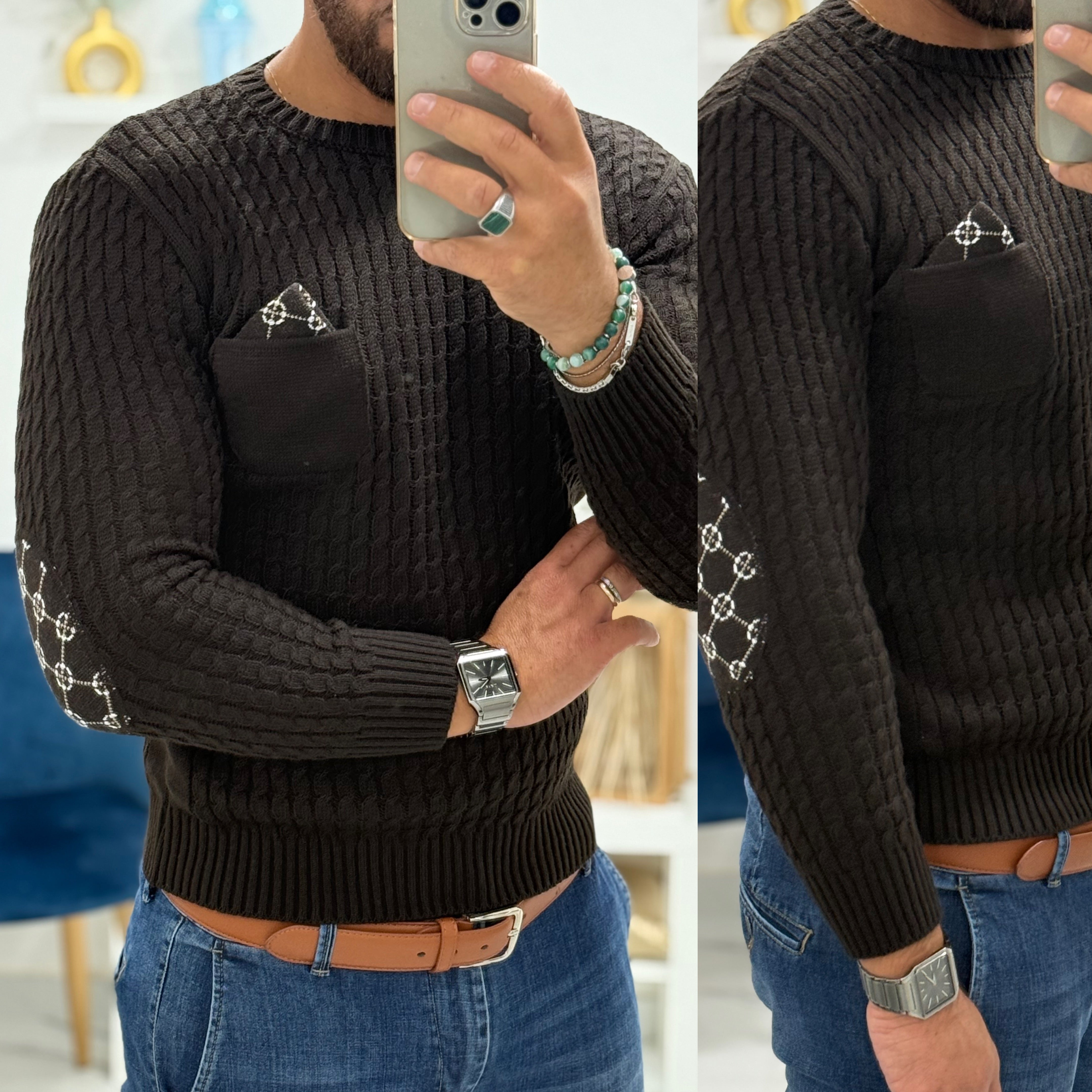 Maglione pochette e toppa slim Madrid