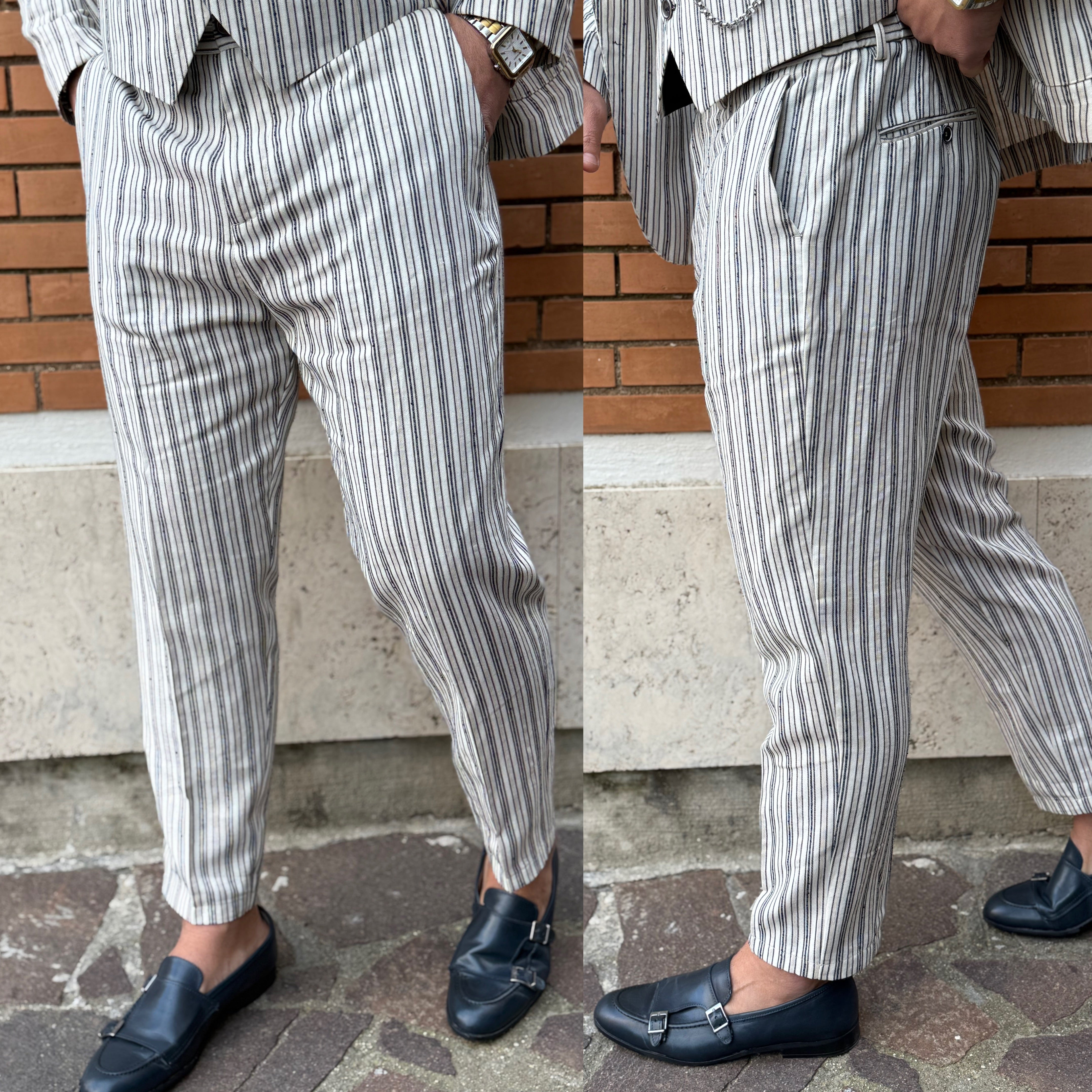 Abito giacca gilet e pantalone gessato Overd