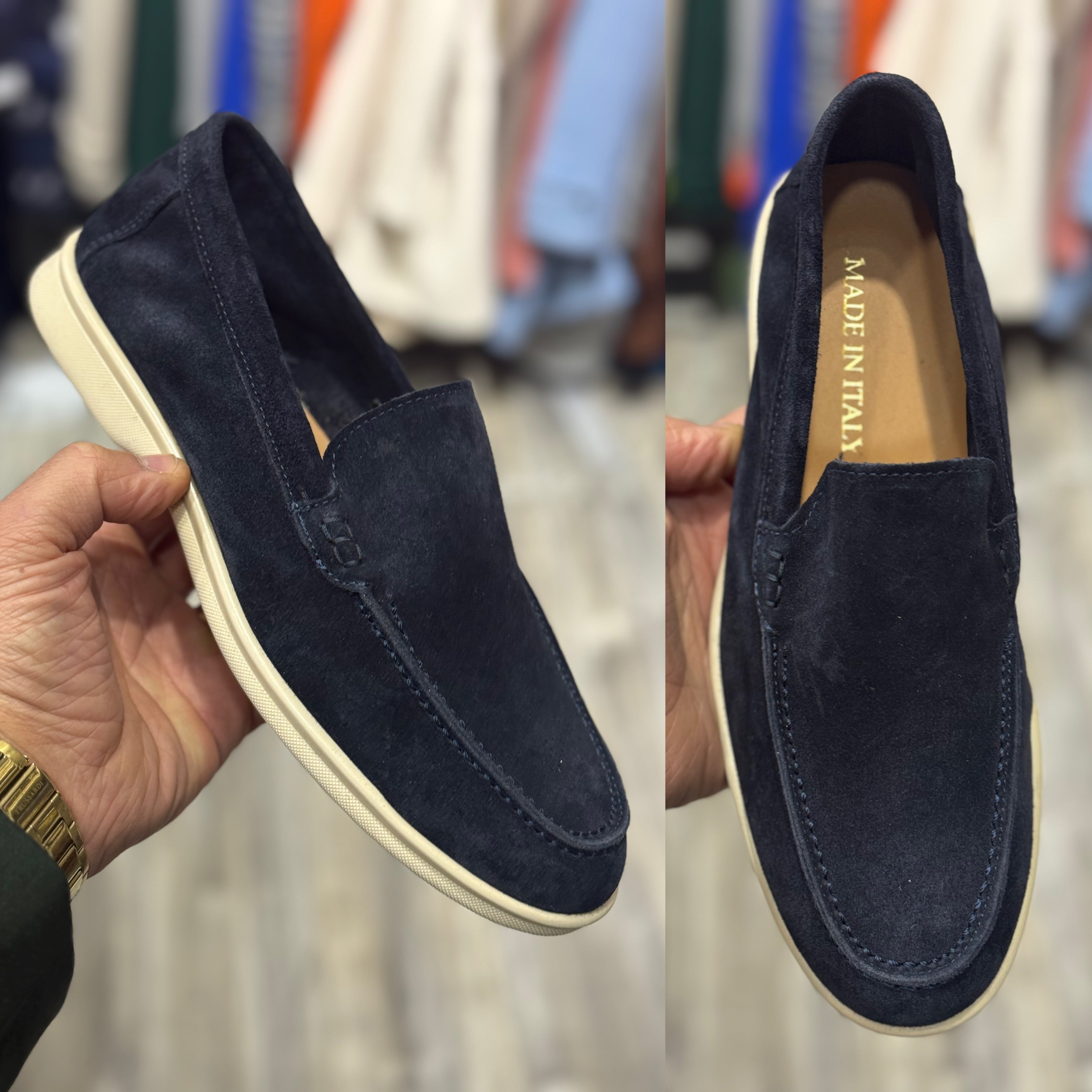 Mocassino pantofola in camoscio Florence