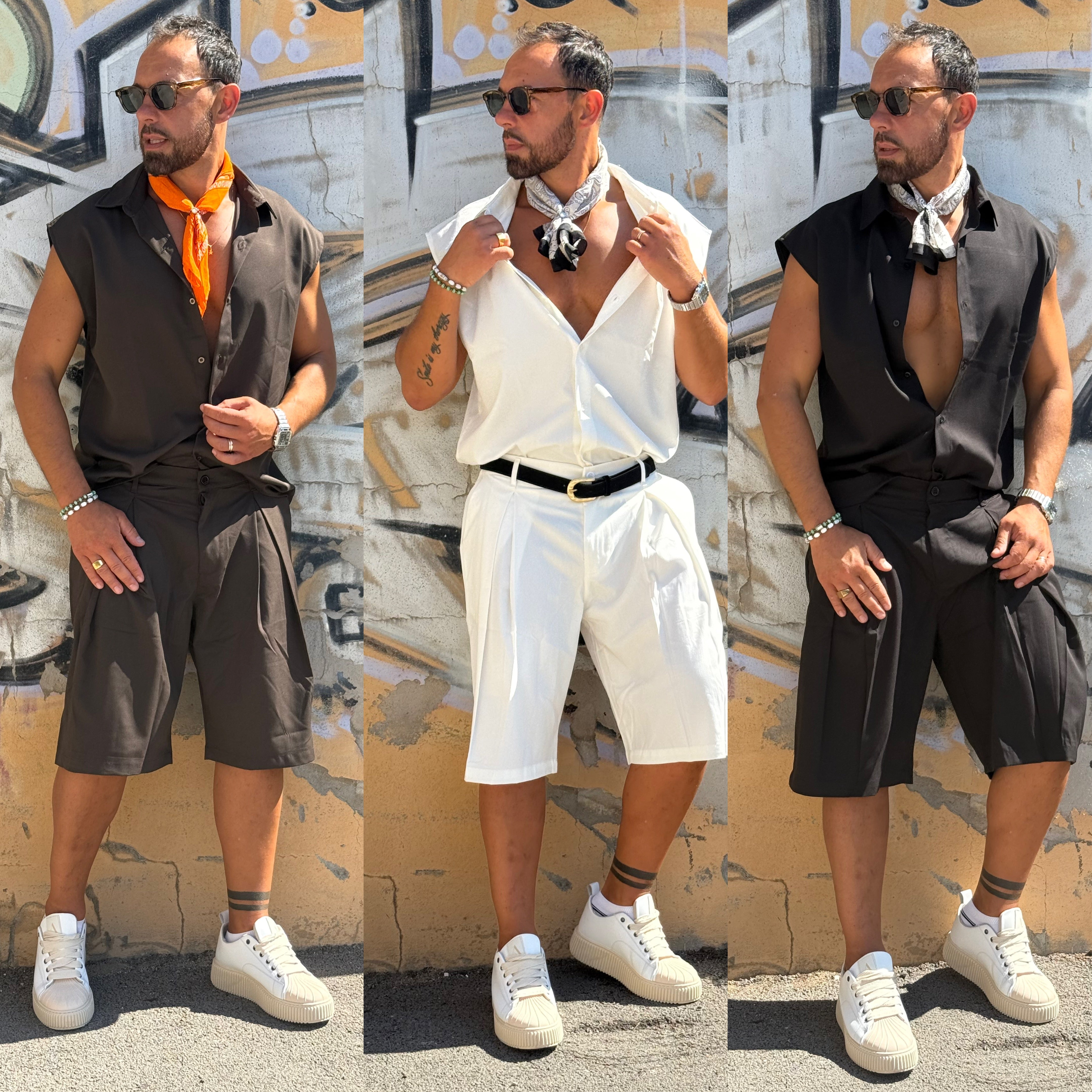 Coordinato camicia smanicata e bermuda SUNSET