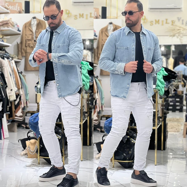 Giacca jeans camicia denim chiara Giubbino limited