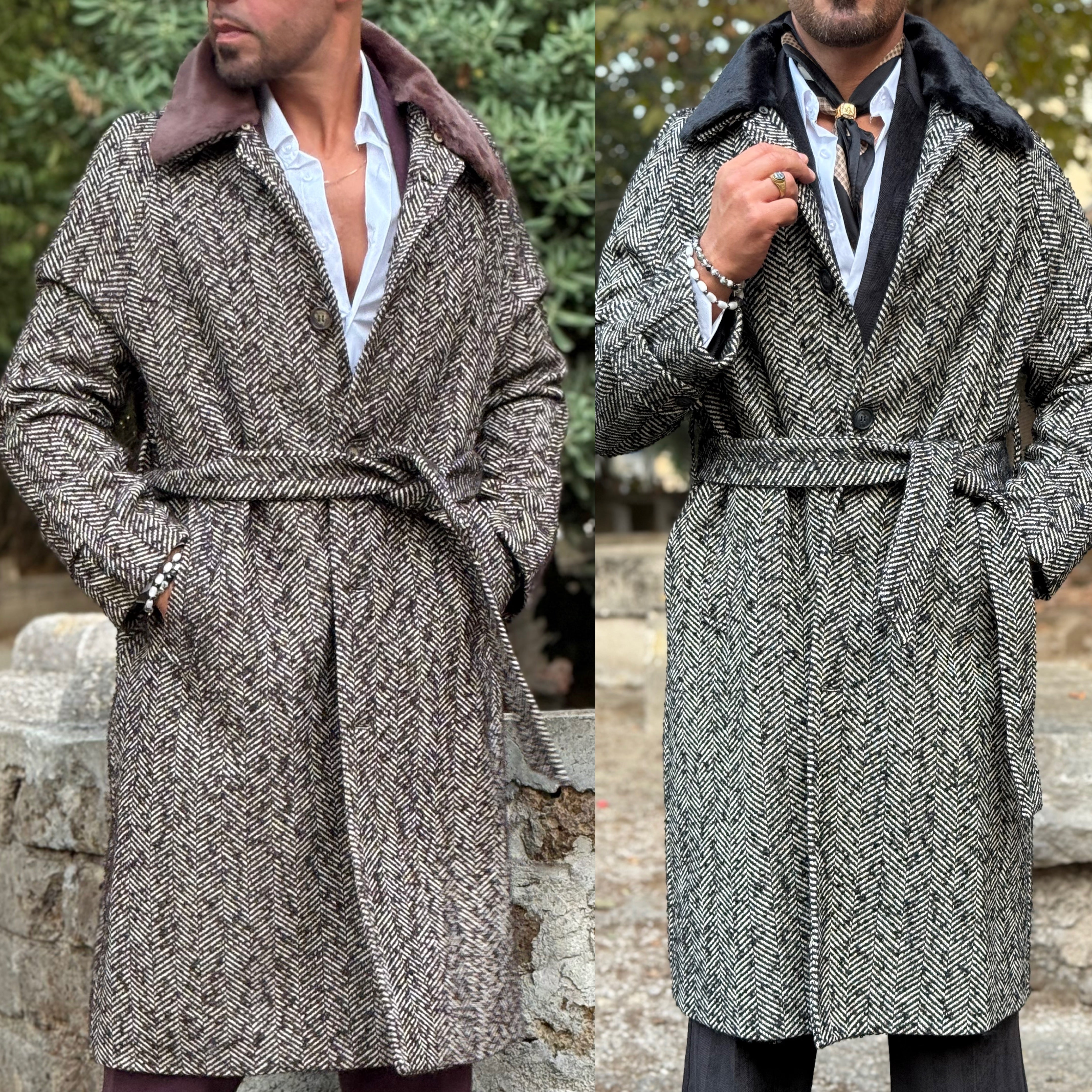 Cappotto con pelliccia e cintura Overd