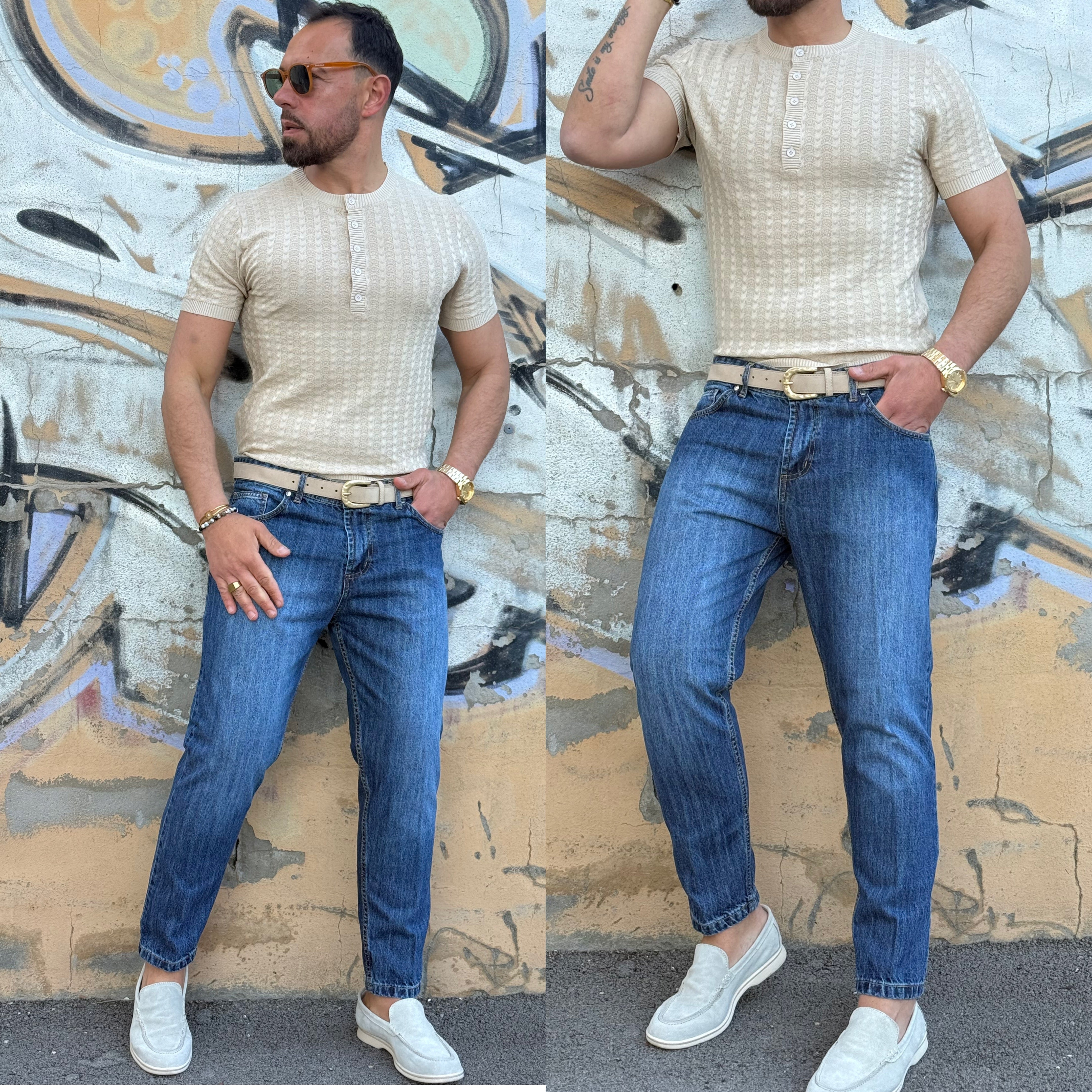 T-shirt di filo bottoni serafino Slim Paris