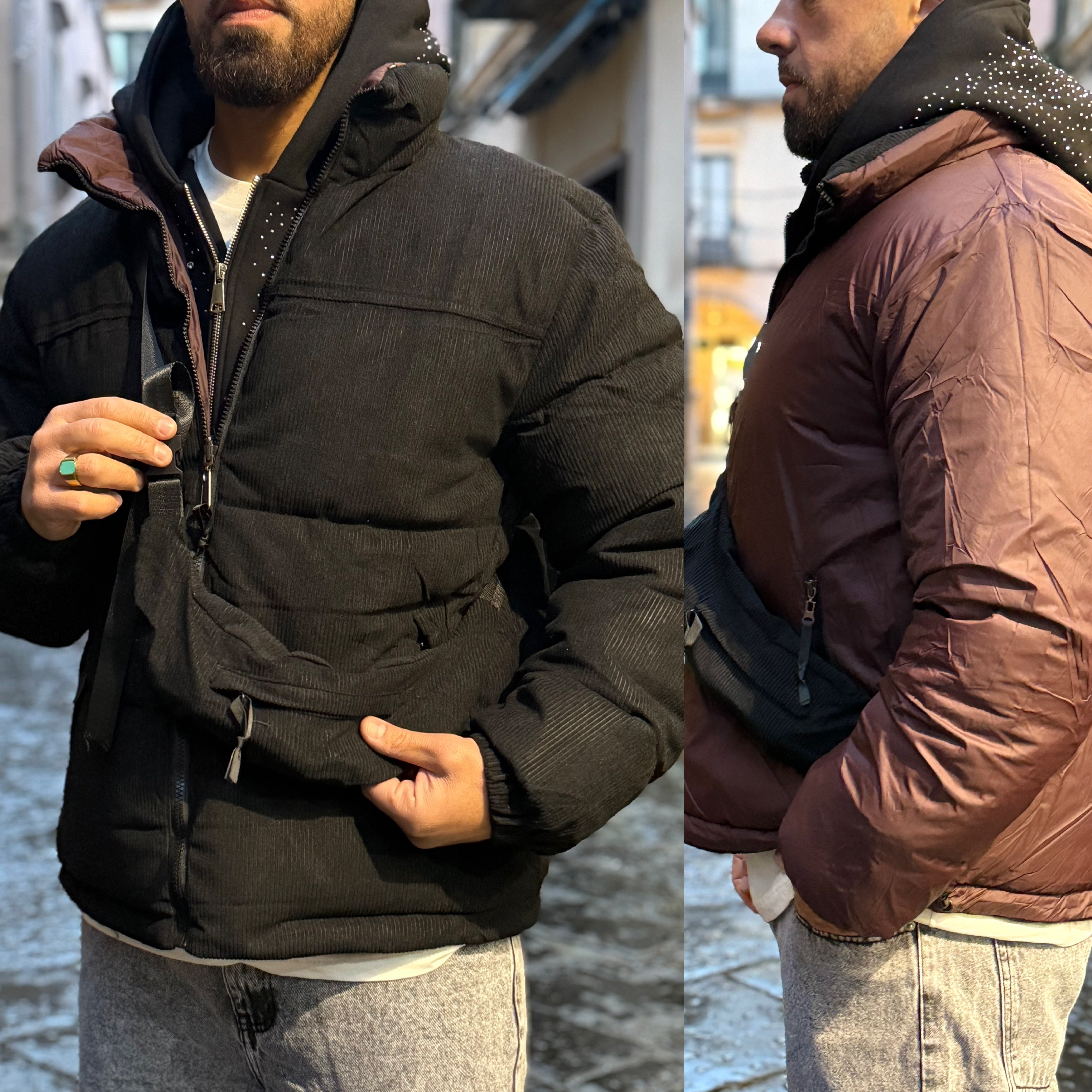 Giubbino double-face cropped Puffer