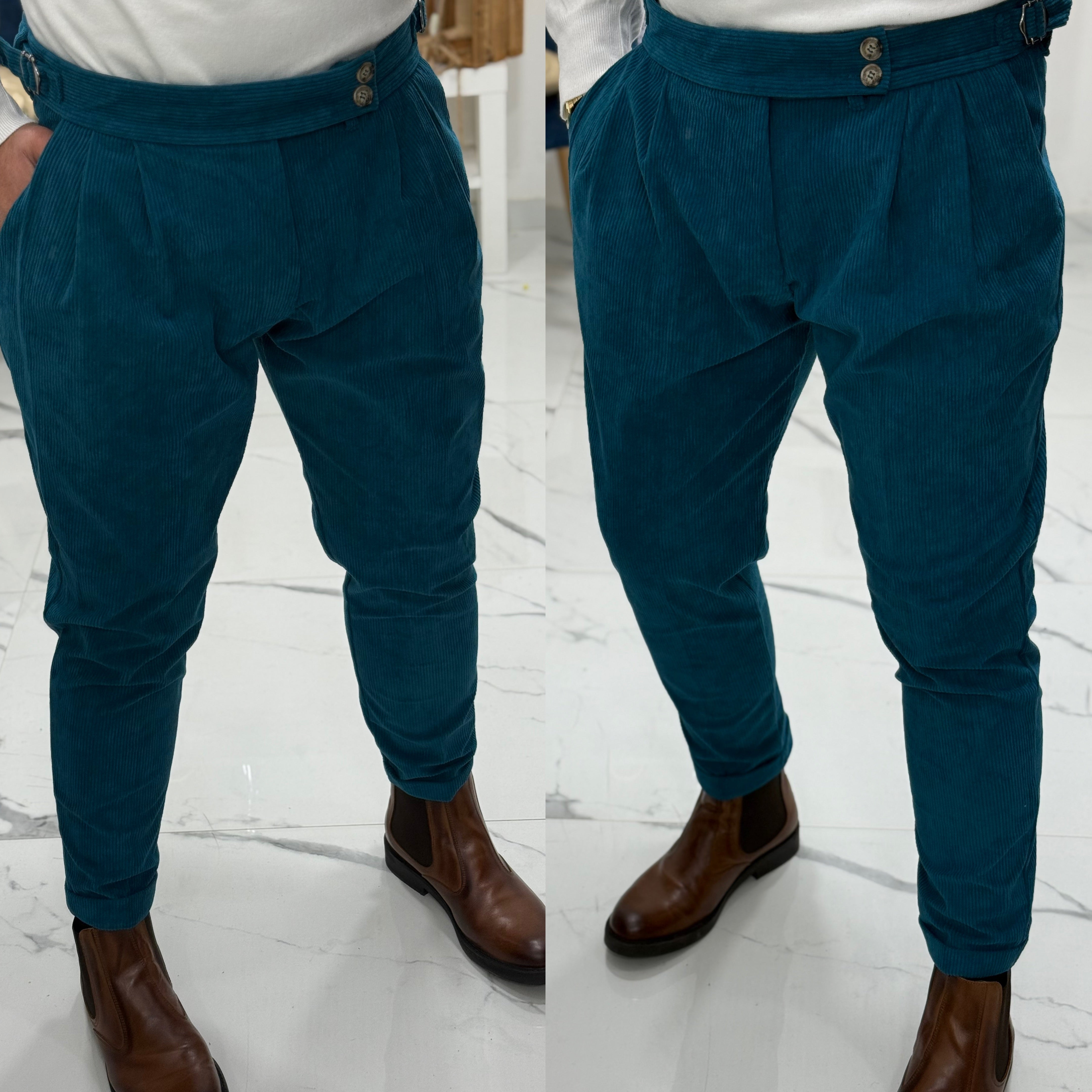 Pantalone vita alta in velluto Telamira