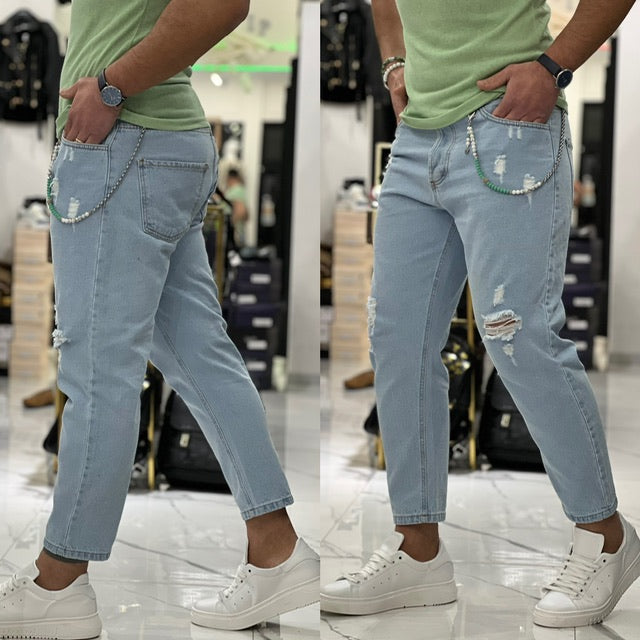 New jeans chiaro regular denim stappato