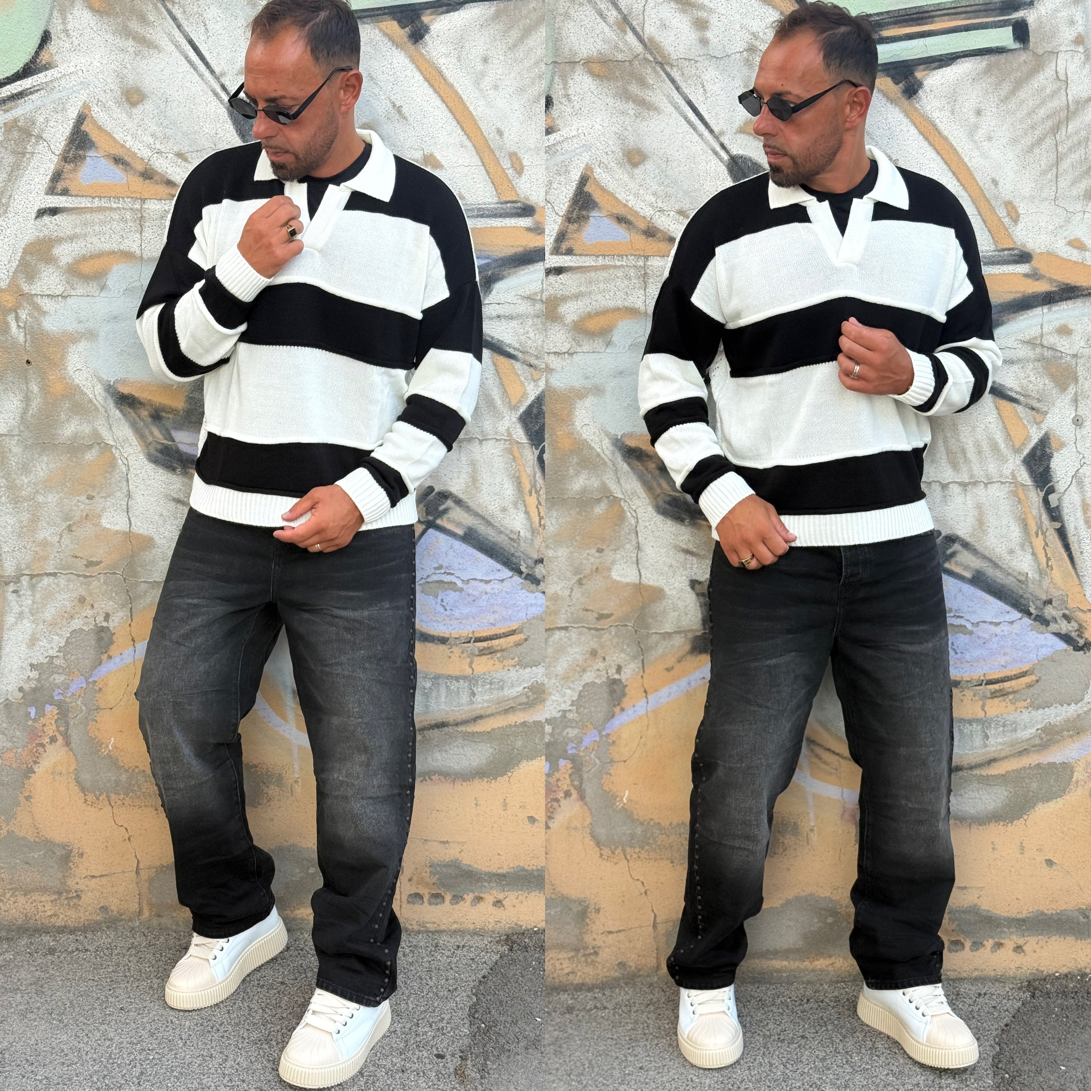 Polo bianca e nera limited maglione Overd