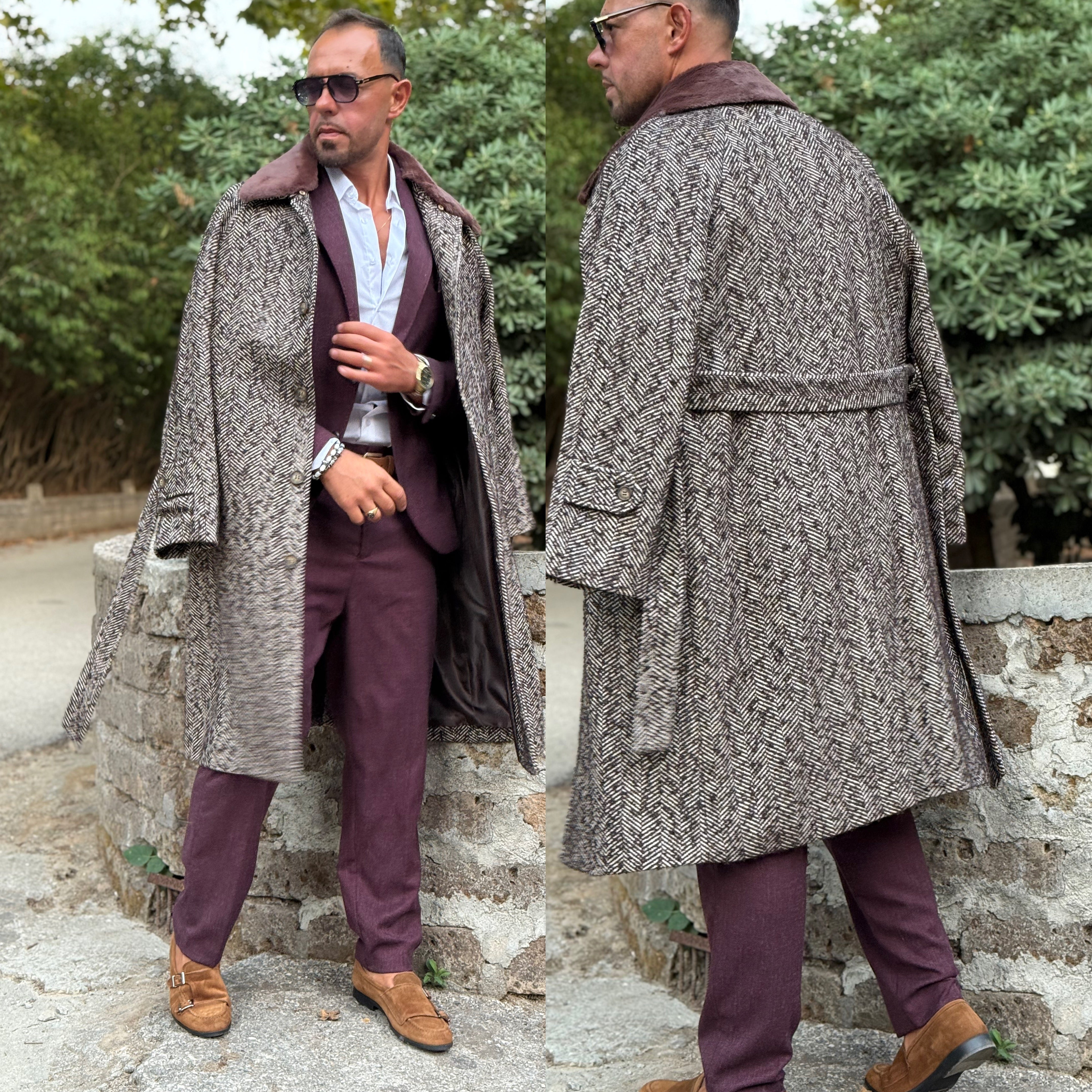 Cappotto con pelliccia e cintura Overd