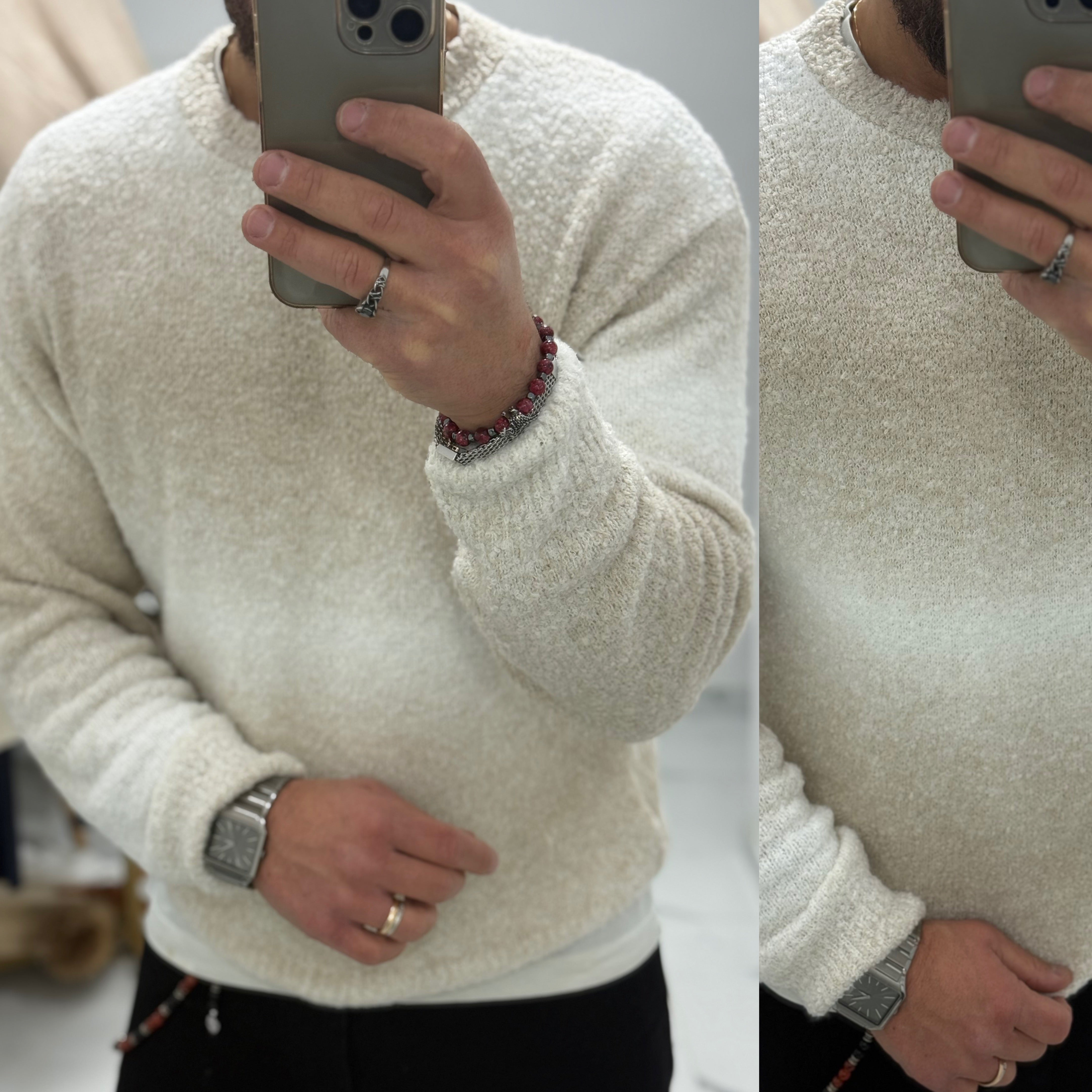 Maglione girocollo sfumato bouclé