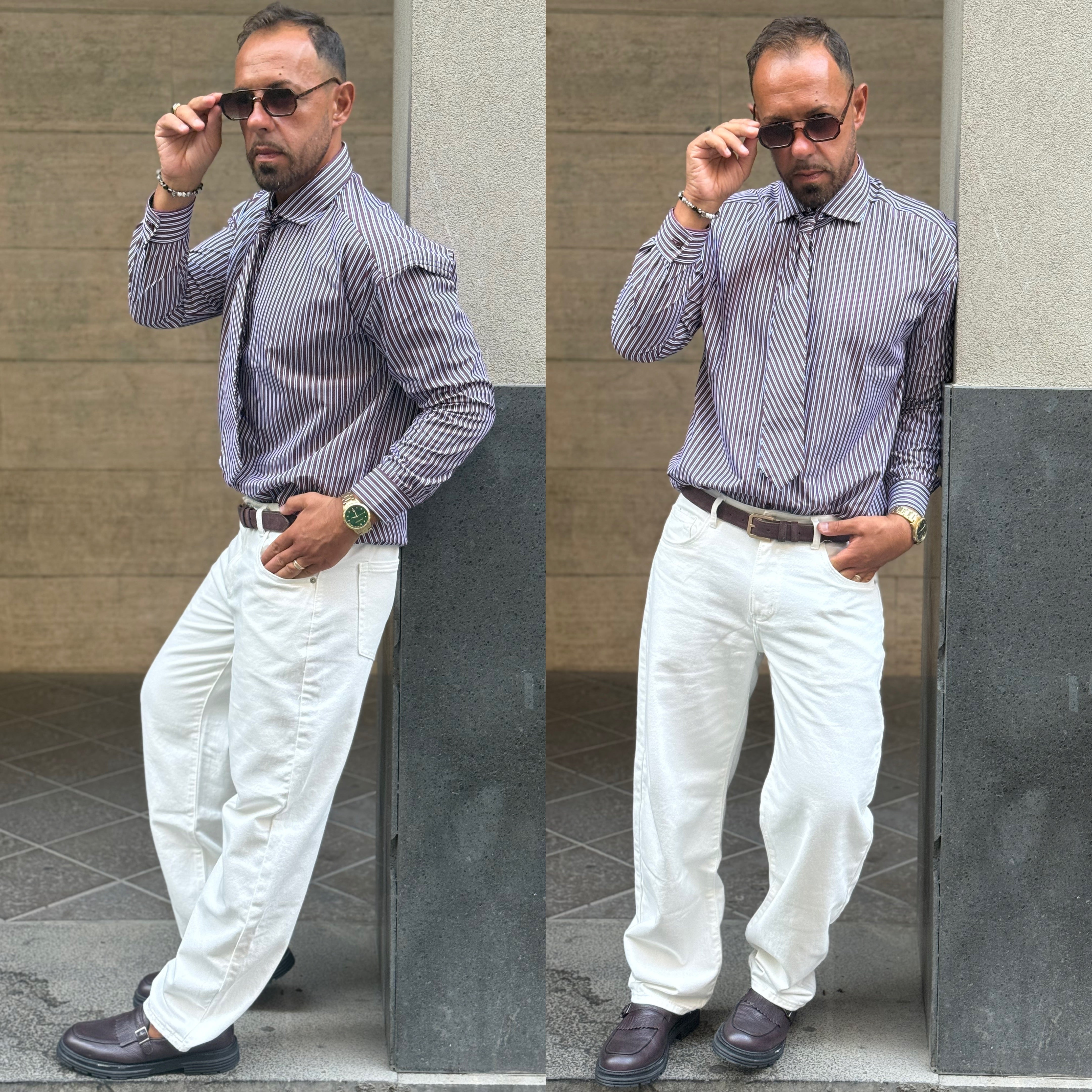 Camicia e cravatta riga college Overd