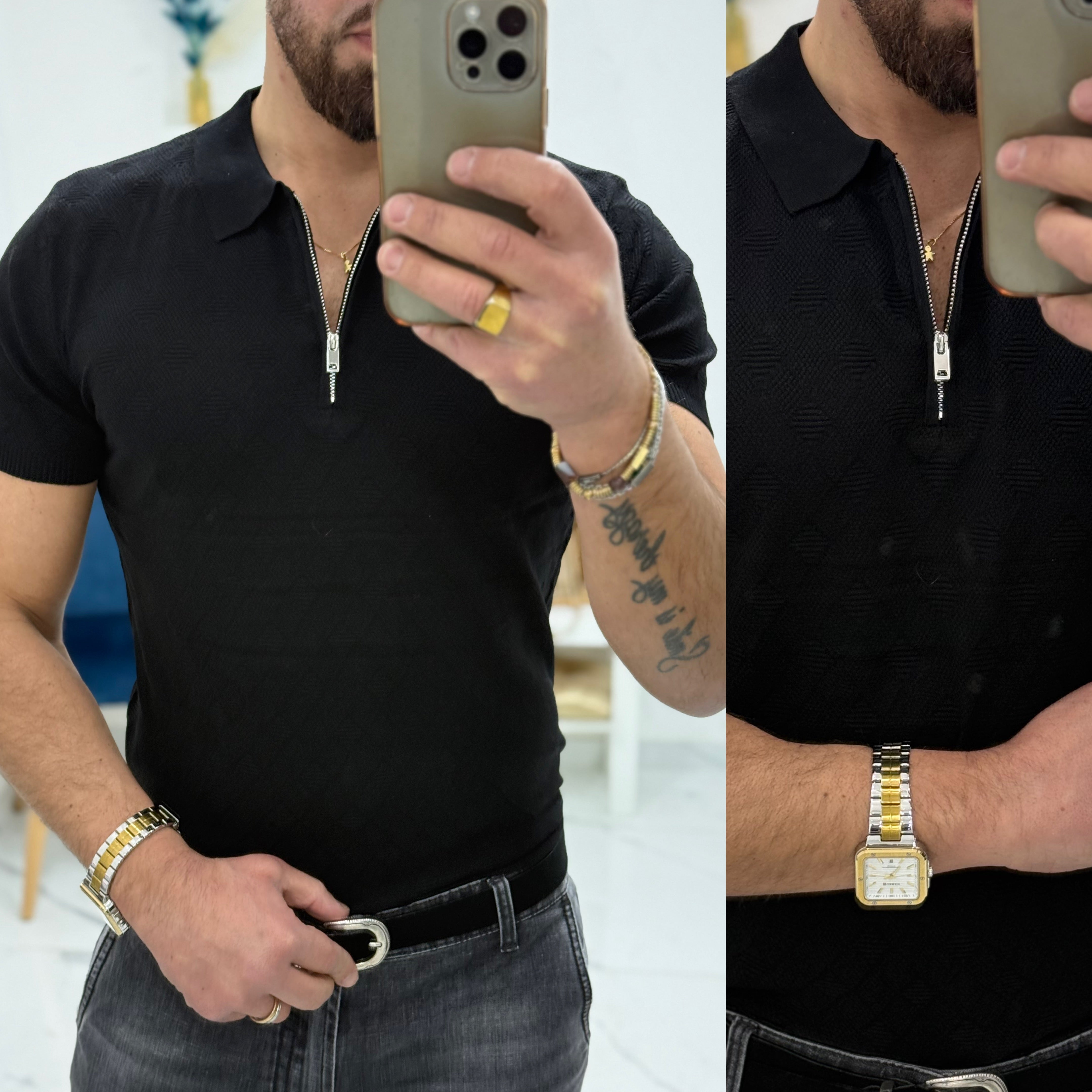 Polo manica porta con zip Milan