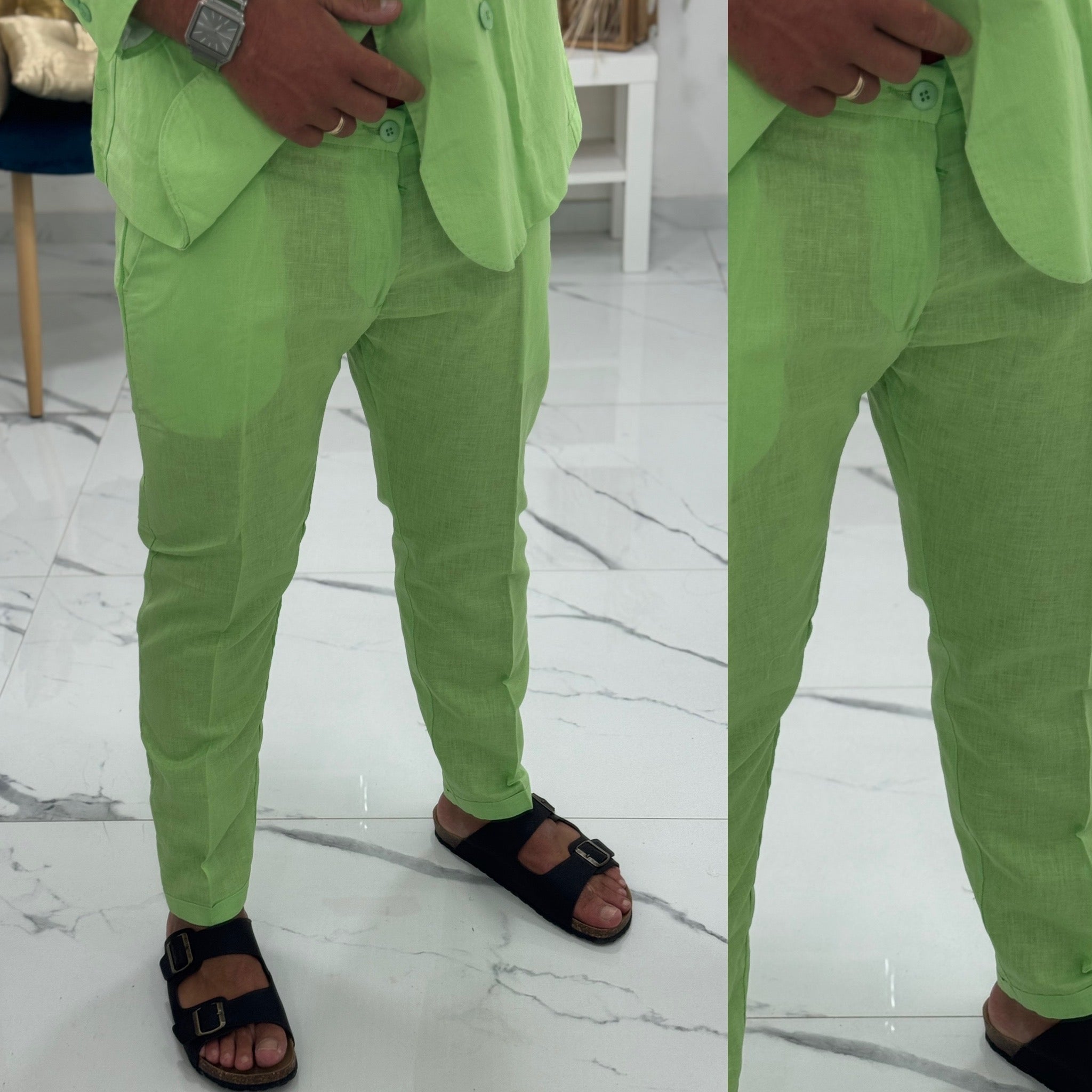 Abito in lino verde doppiopetto Justwest