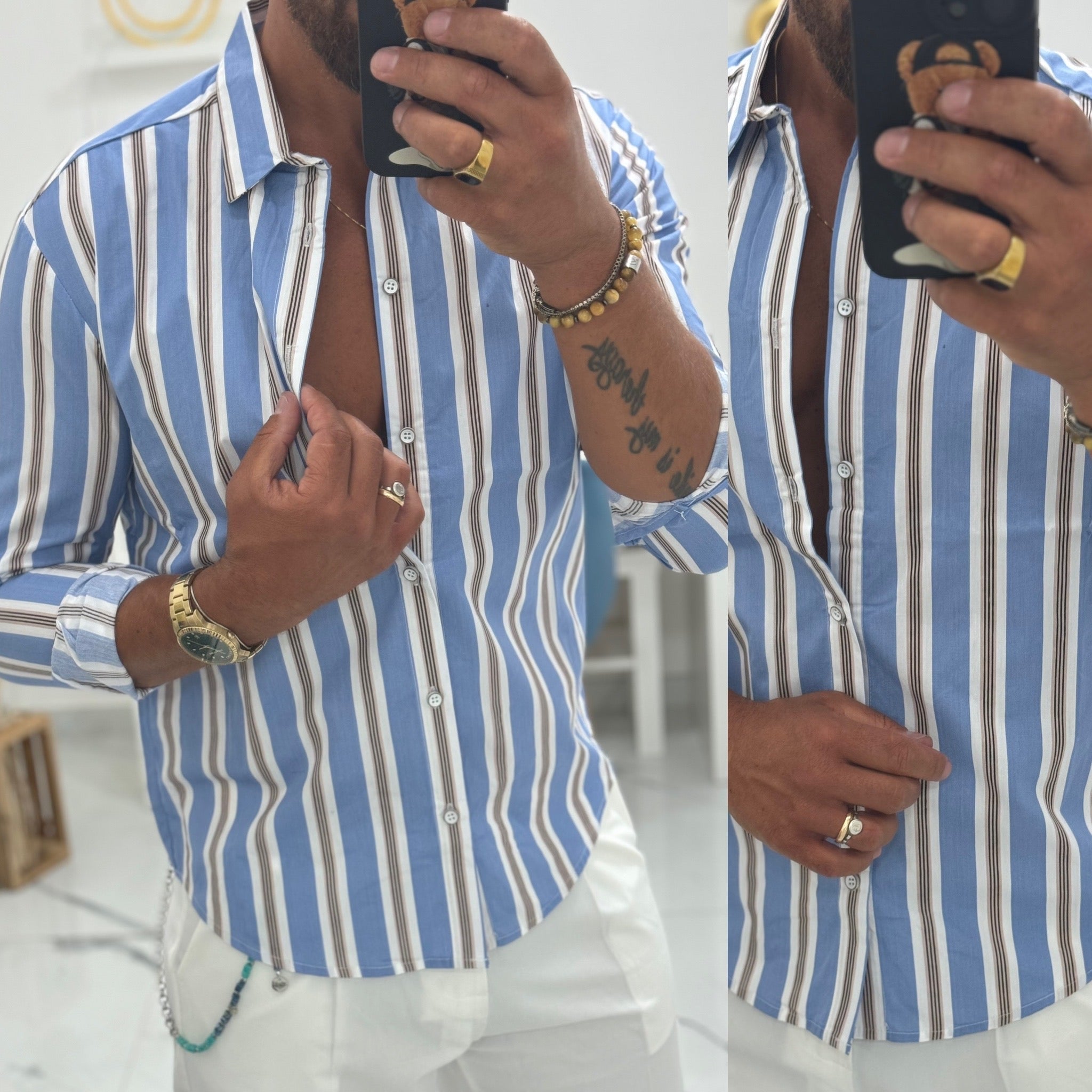 Camicia collo francese Napoli a righe