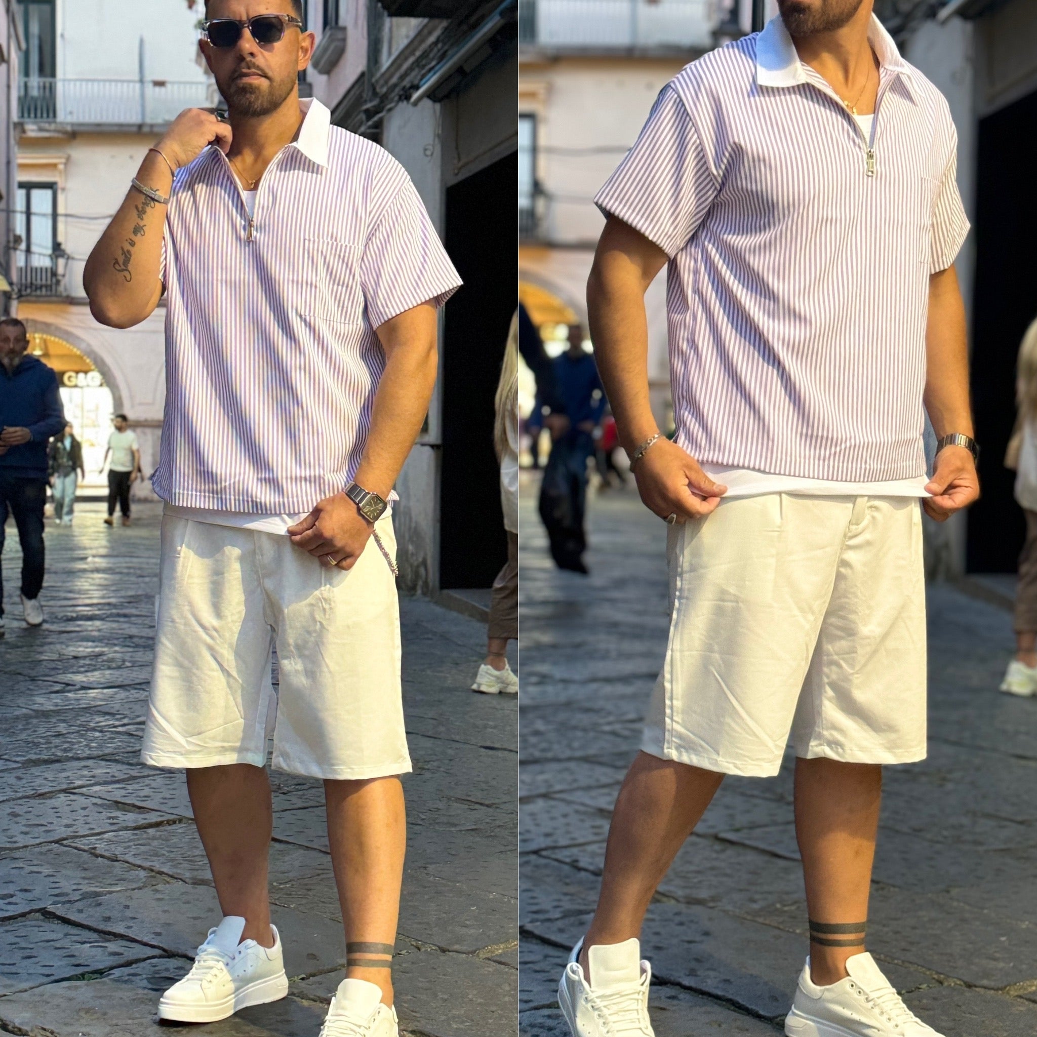 Camicia manica corta polo zip London