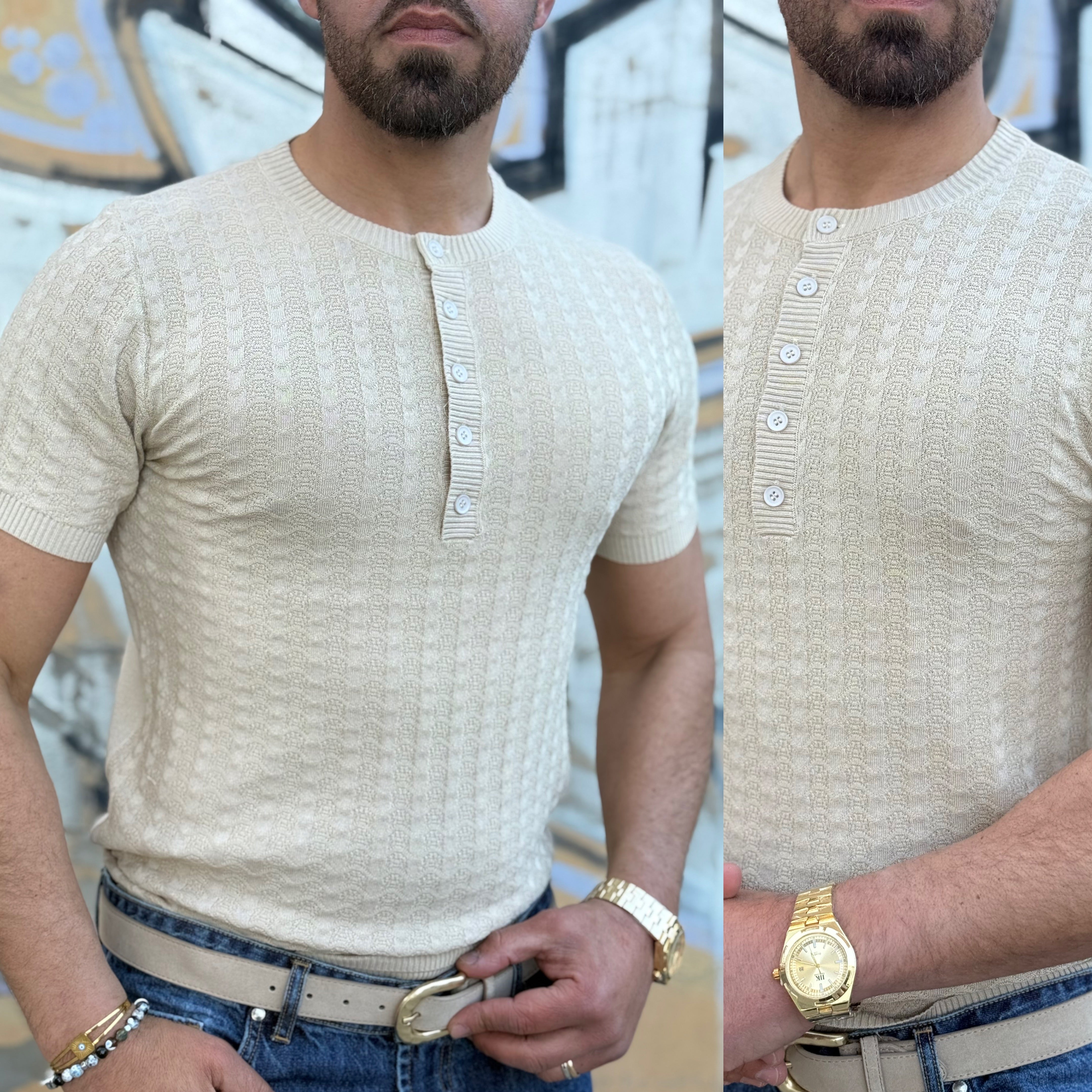 T-shirt di filo bottoni serafino Slim Paris