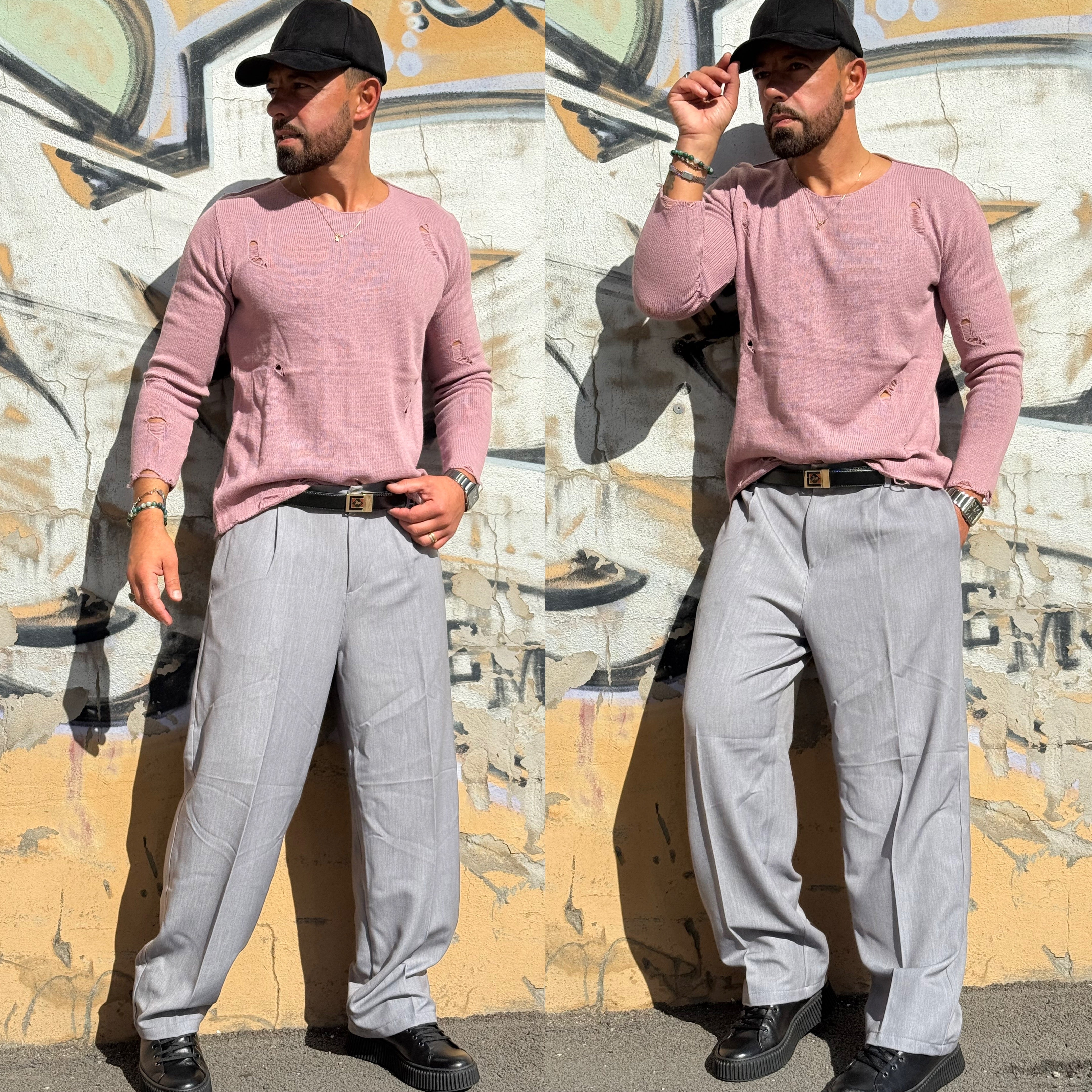 Maglioncino scollato maglia sfilacciata Duca Homme