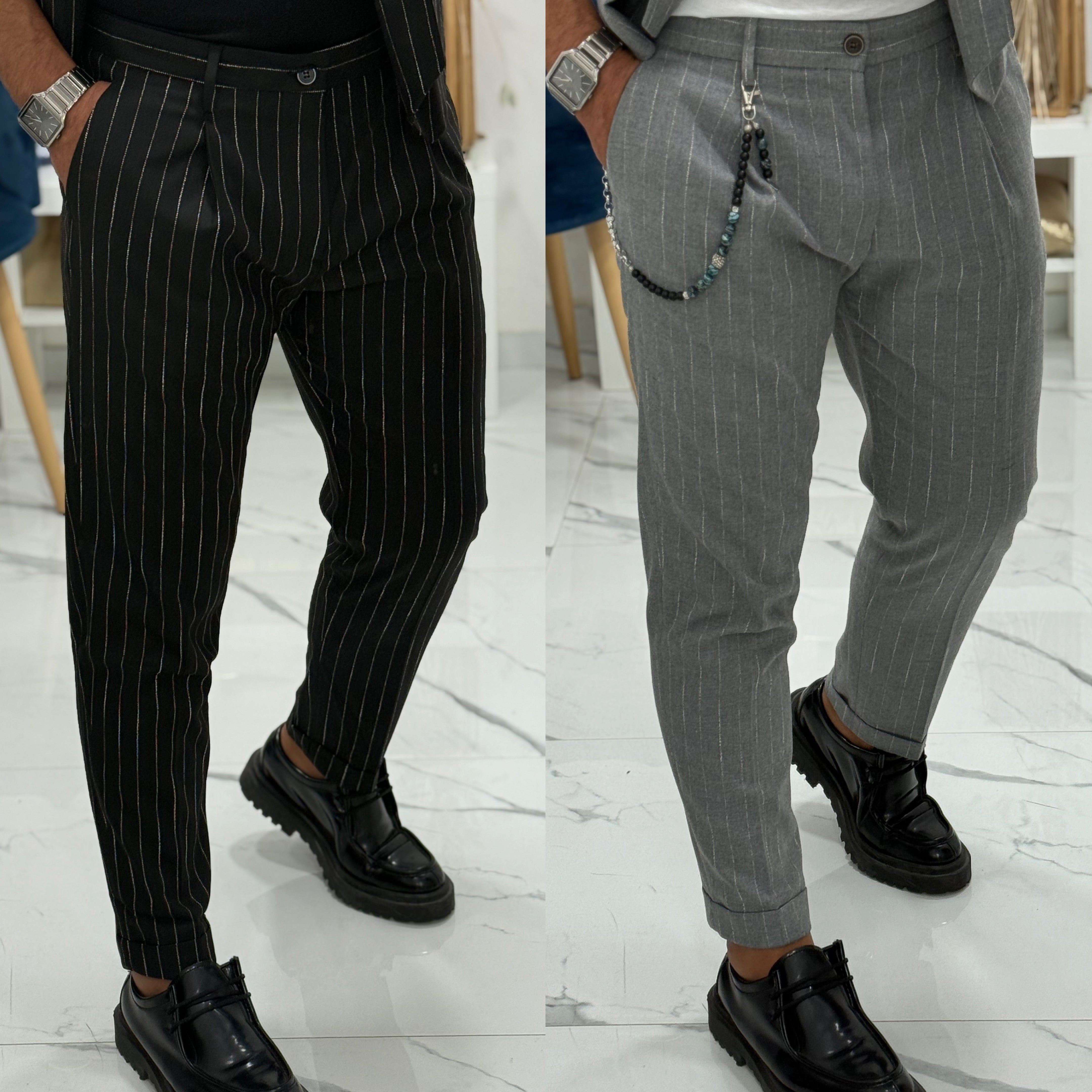 Coordinato Overd gessato panciotto e pantalone