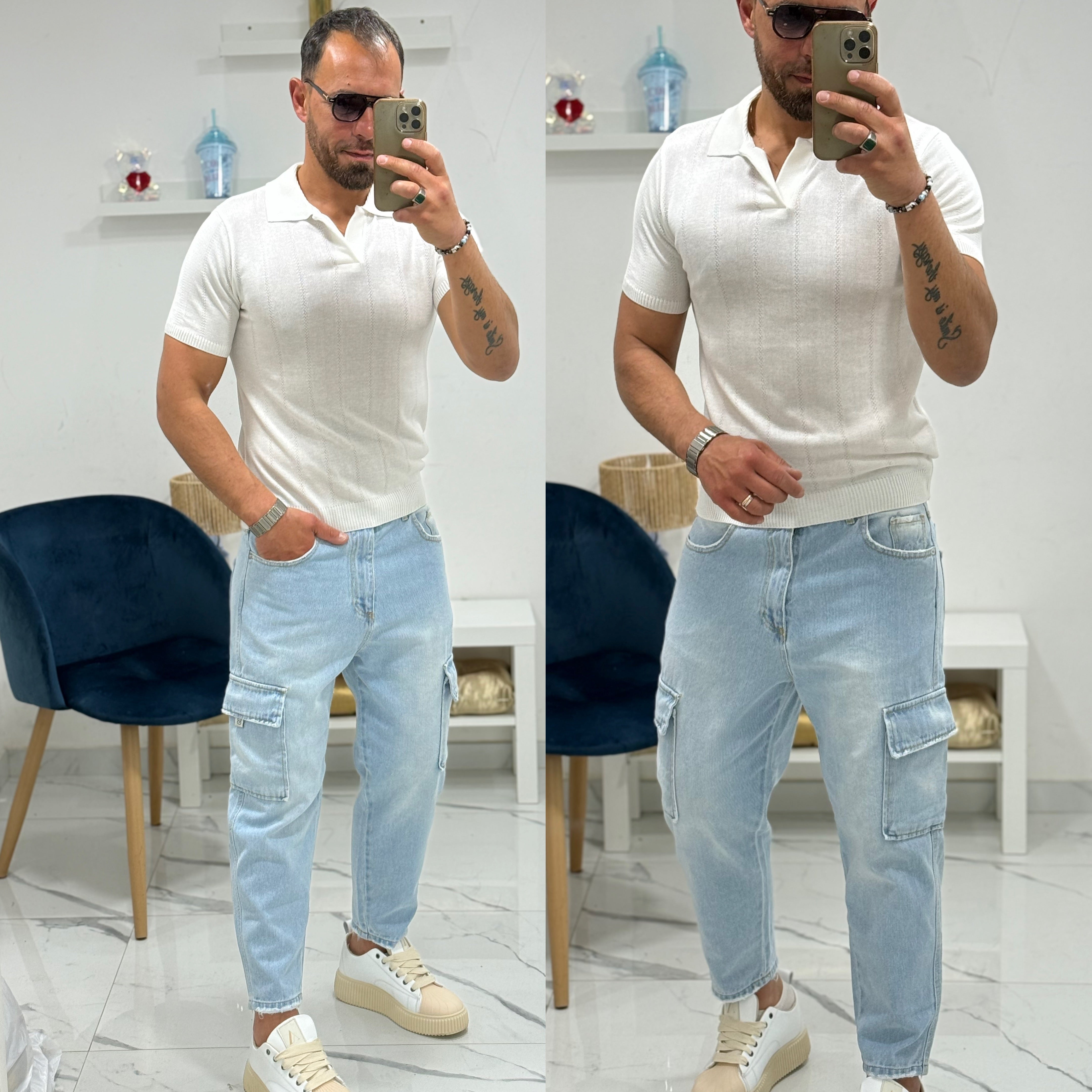 Polo di filo senza bottoni Slim Milan