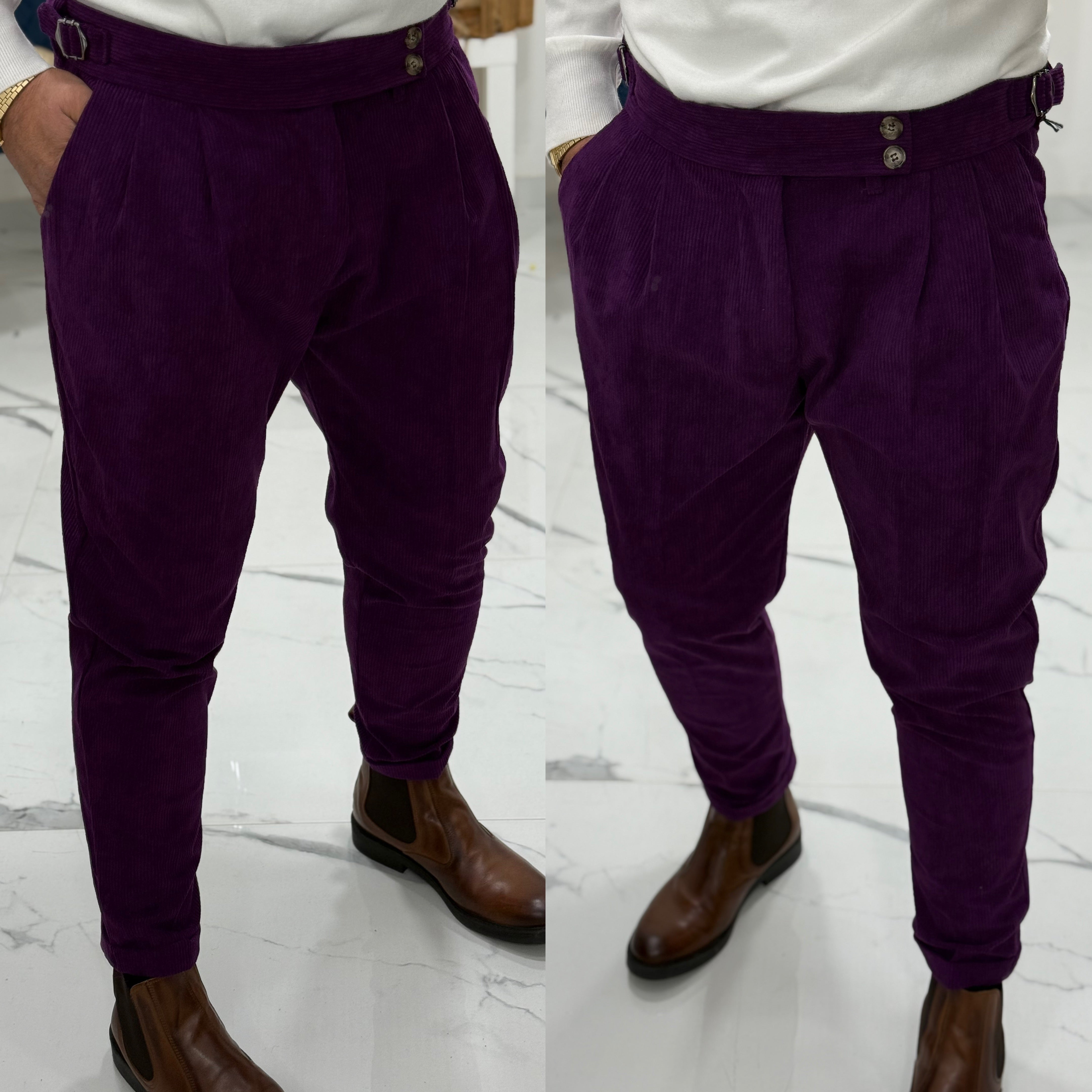 Pantalone vita alta in velluto Telamira
