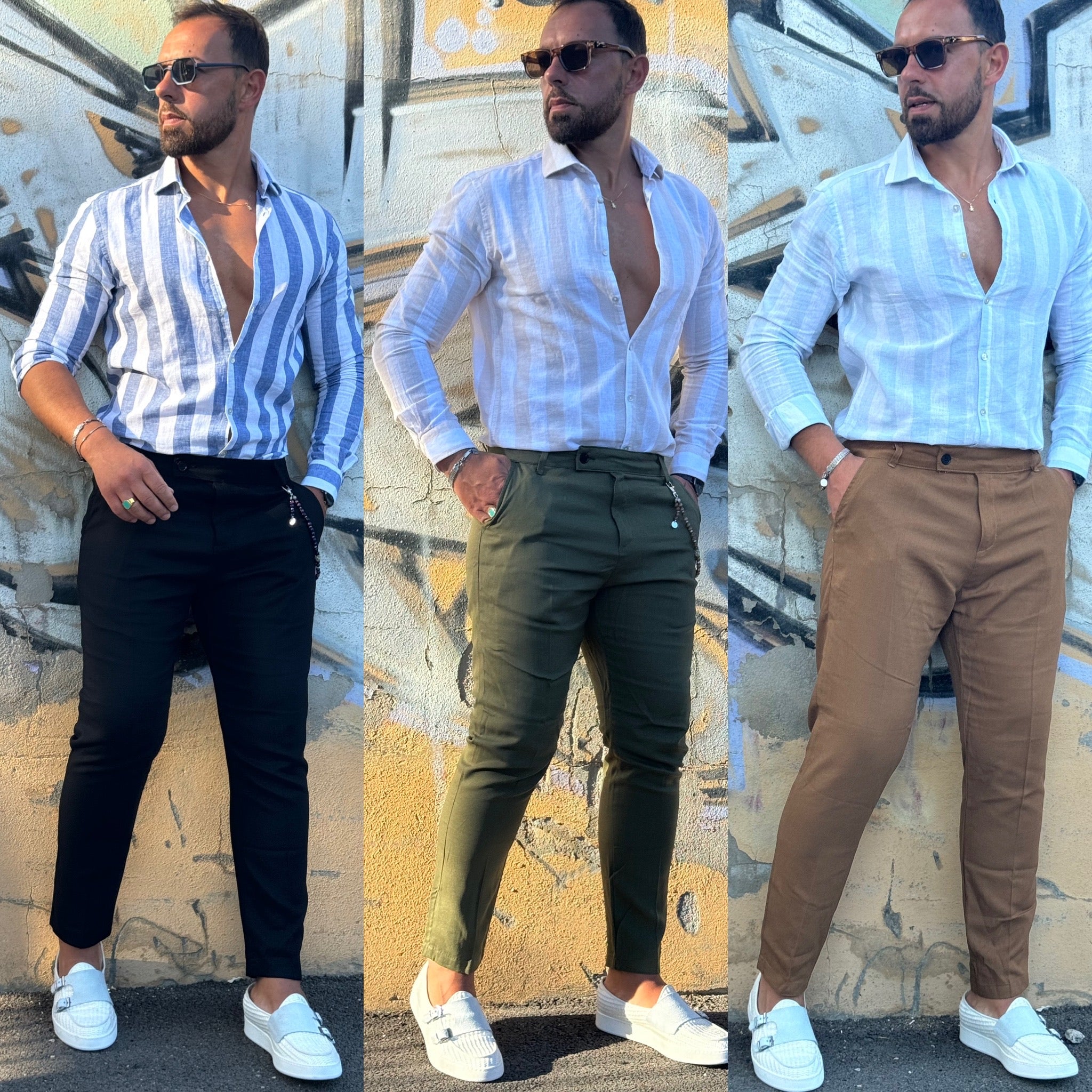 Pantalone un bottone in lino Capri