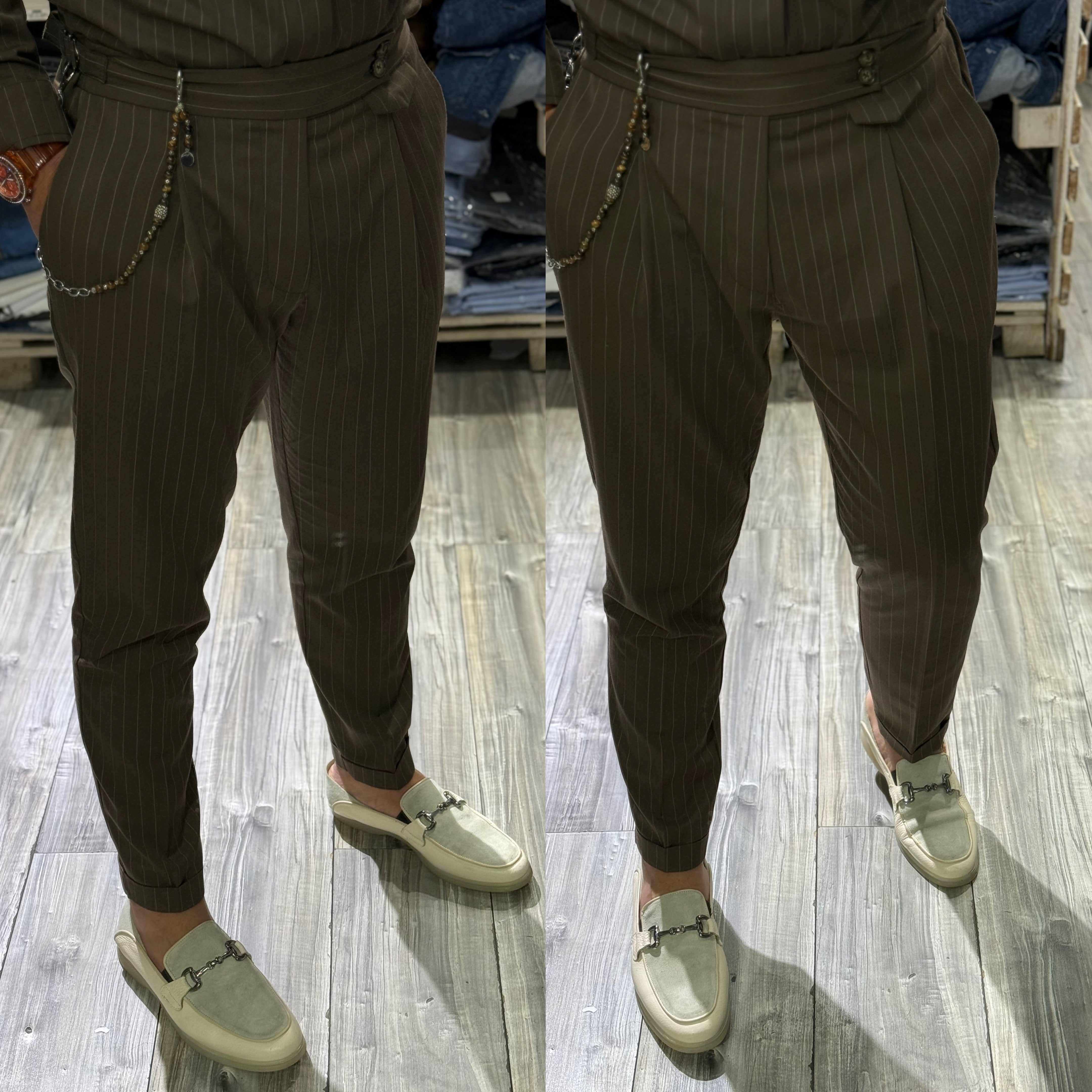 Coordinato gessato pantalone e camicione London