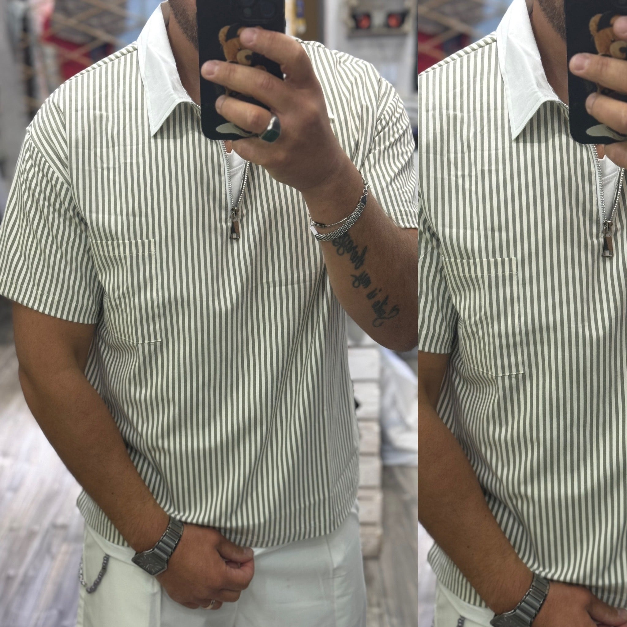 Camicia manica corta polo zip London