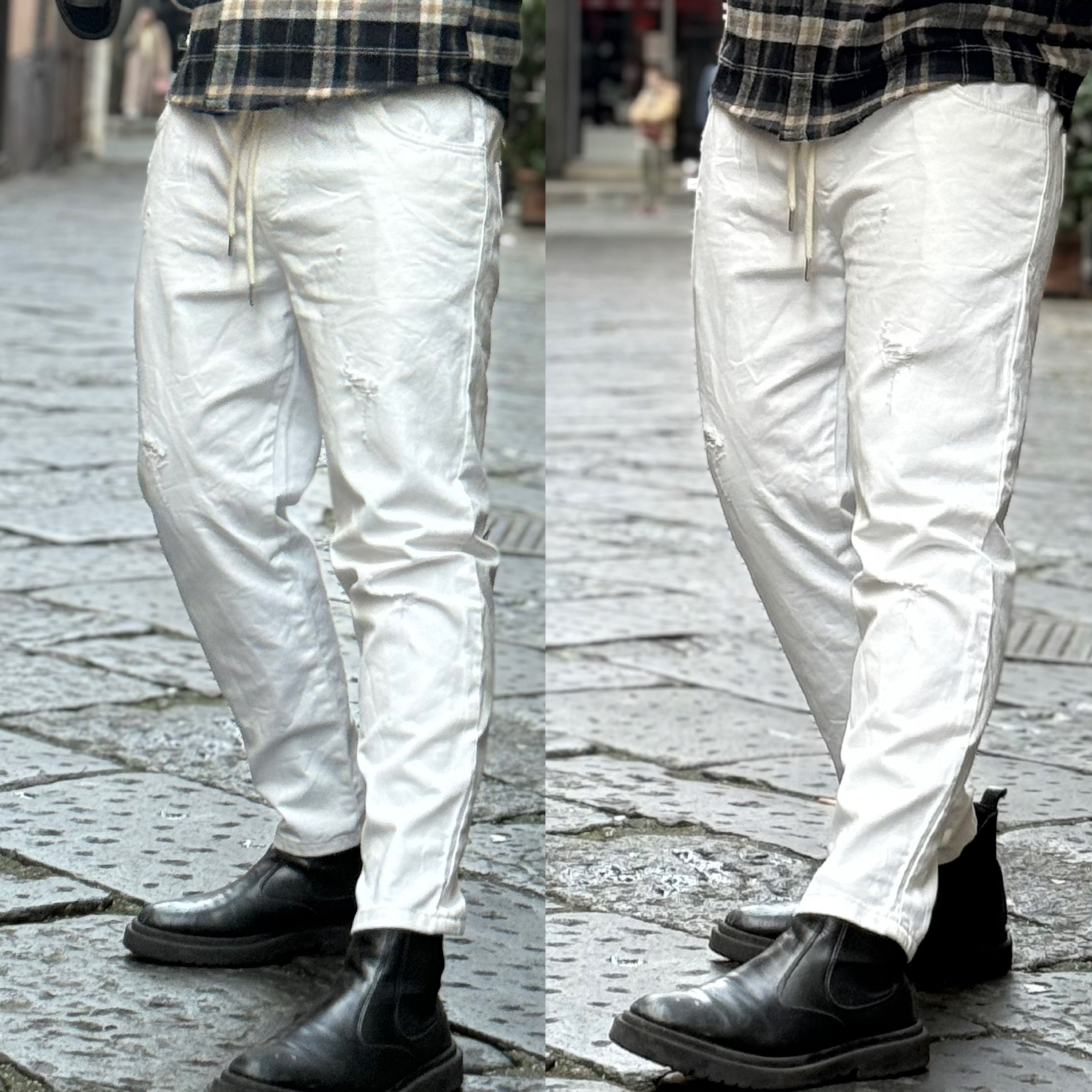 Jeans bianco papà e figlio London