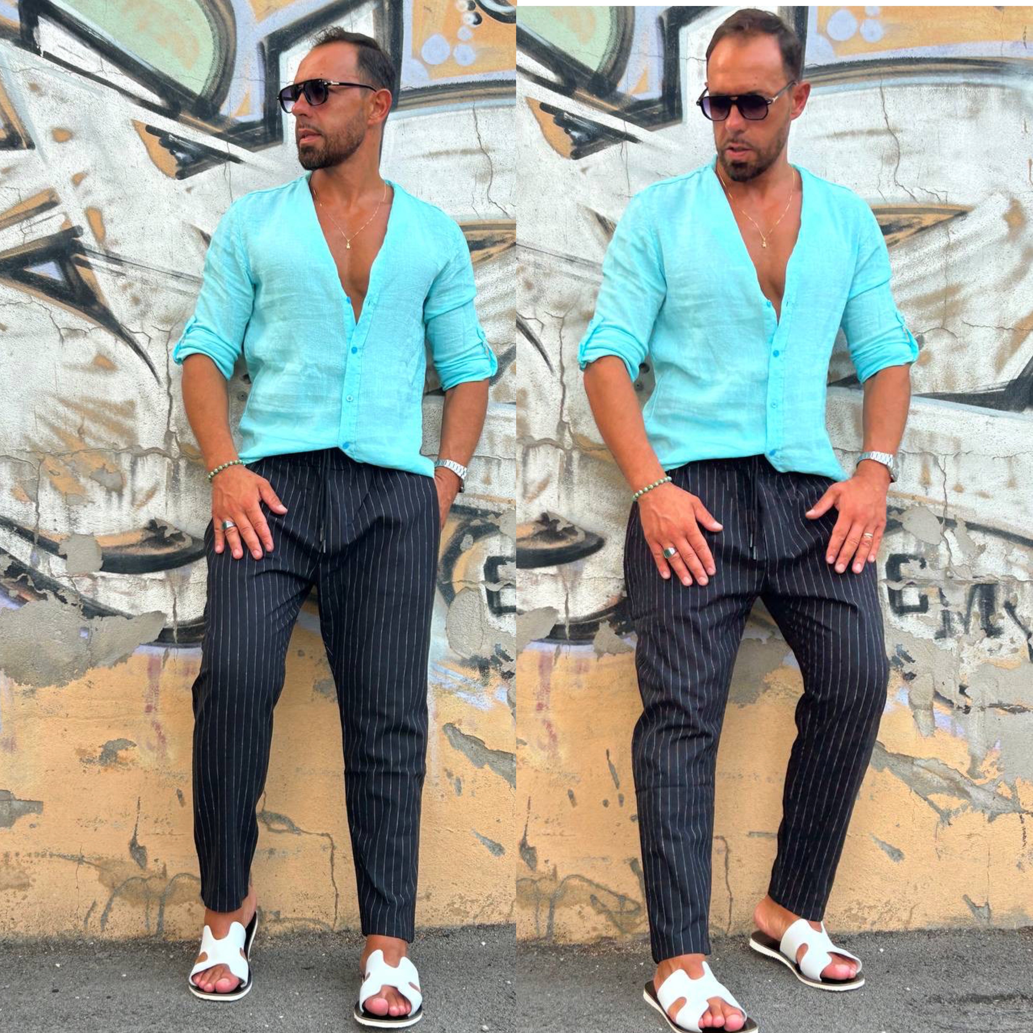 Pantalone gessato pantaloni Italy