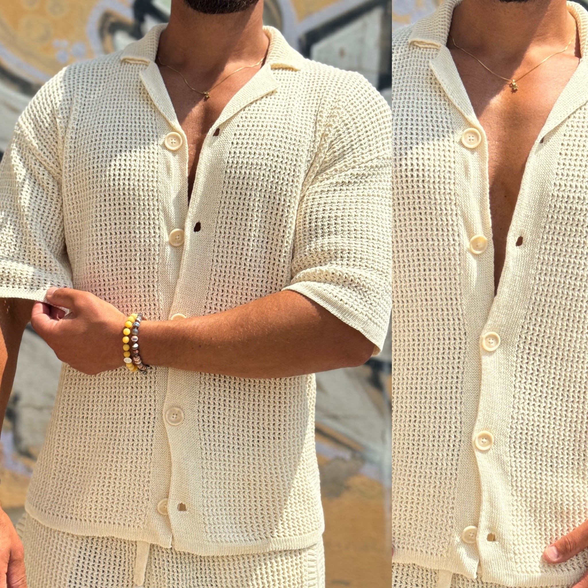 Coordinato camicia e bermuda Traforato mykonos