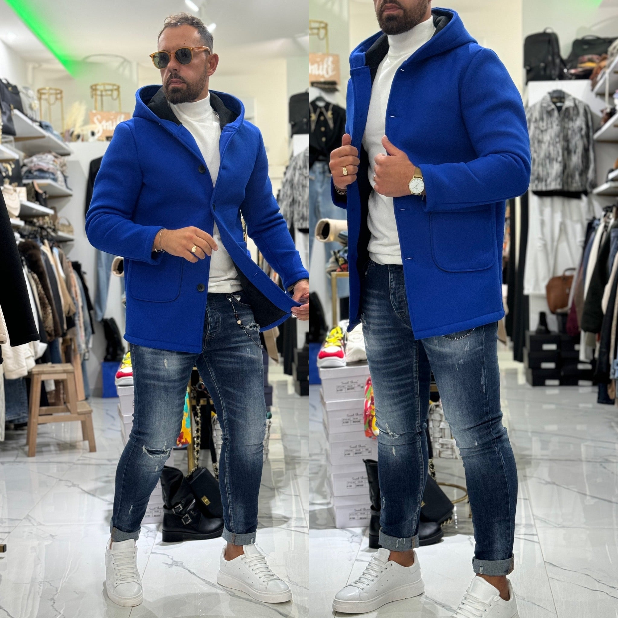 Cappotto Monopetto con cappuccio monaco