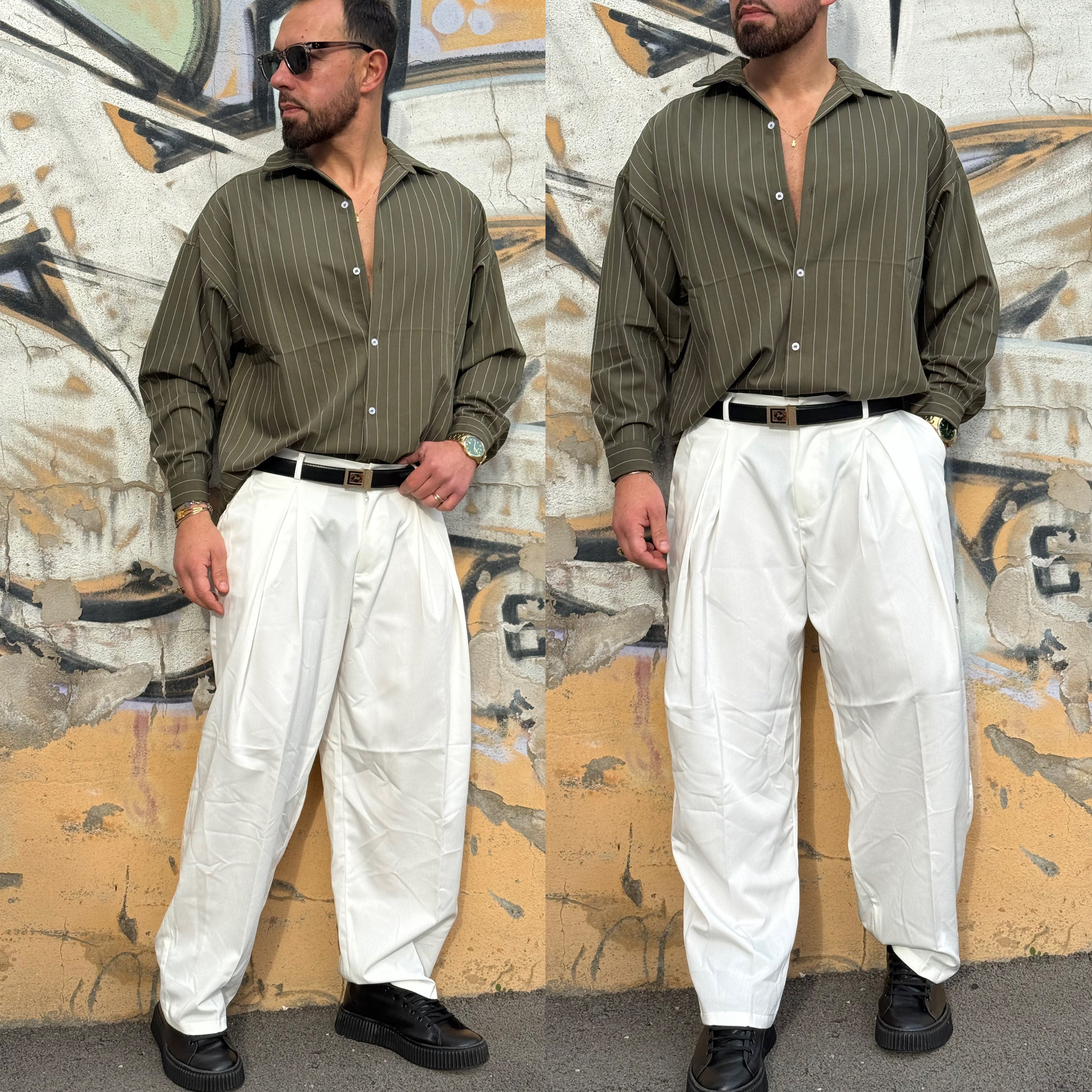 Camicia collo francese gessata duca homme